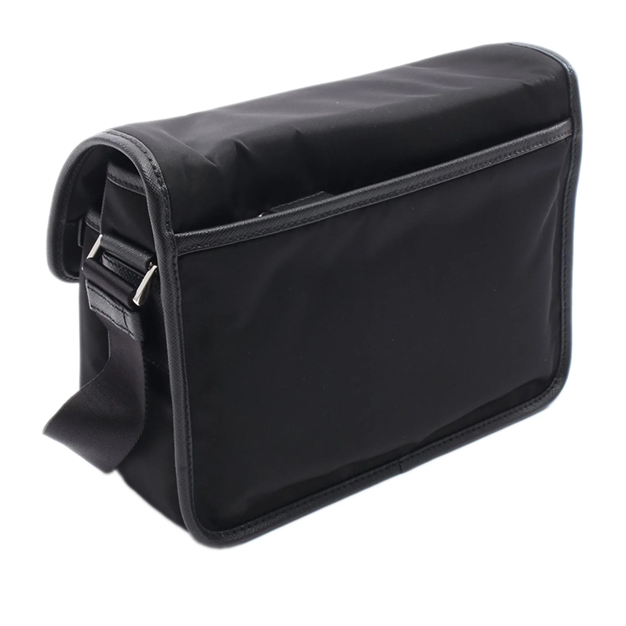 Prada | Pre-Owned Leather Trimmed Tessuto Messenger Bag | Black - Image 2