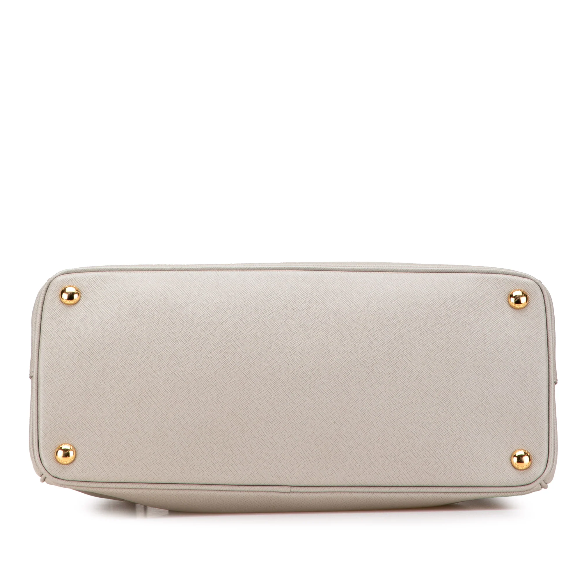 Prada | Pre-Owned Medium Saffiano Lux Galleria Double Zip Satchel | Gray/Light Gray - Image 4