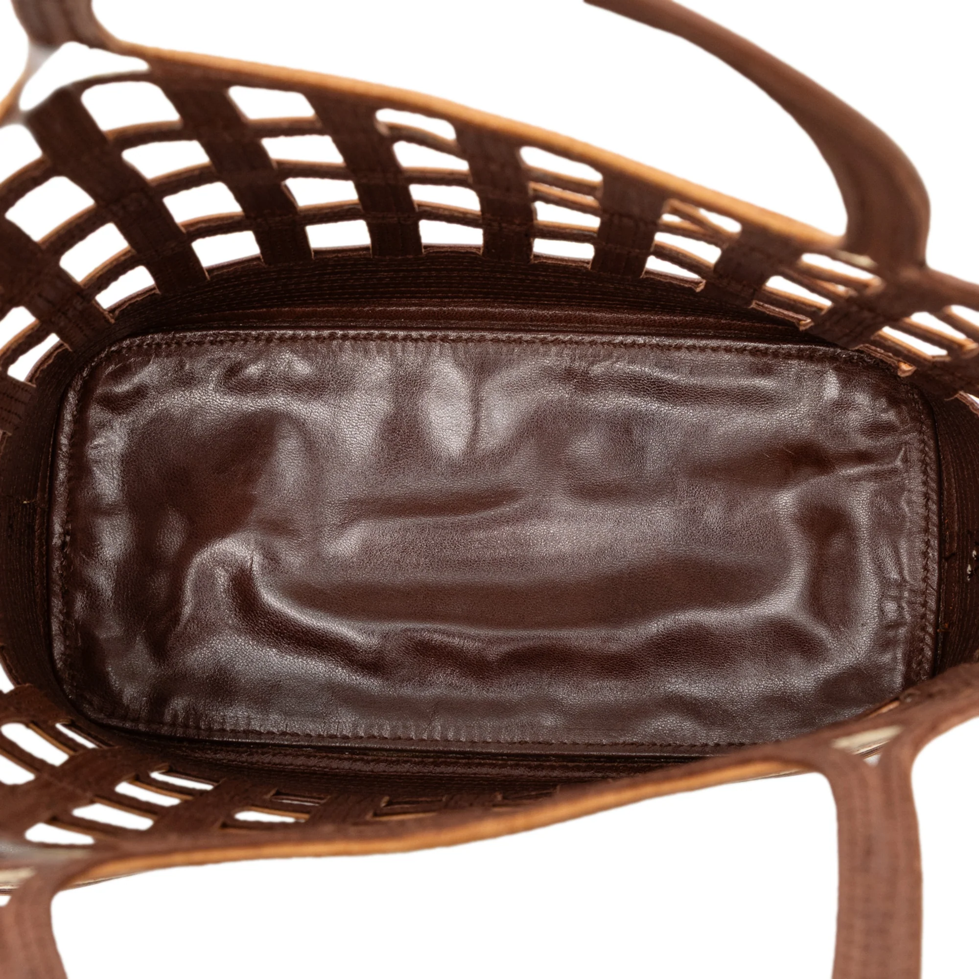 Prada | Pre-Owned Mini Leather Lattice Tote | Brown - Image 4