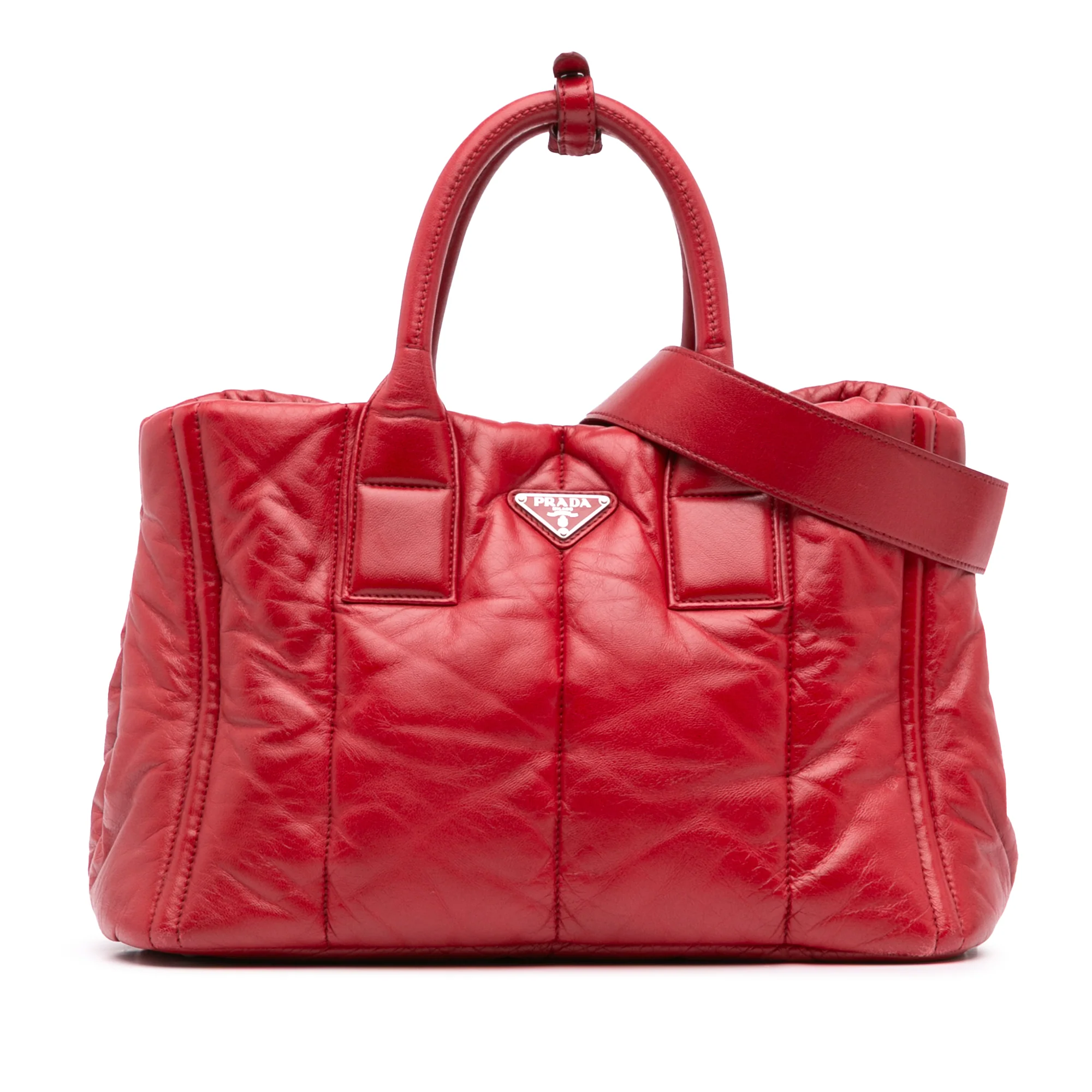 Prada | Pre-Owned Nappa Bomber Satchel | Red