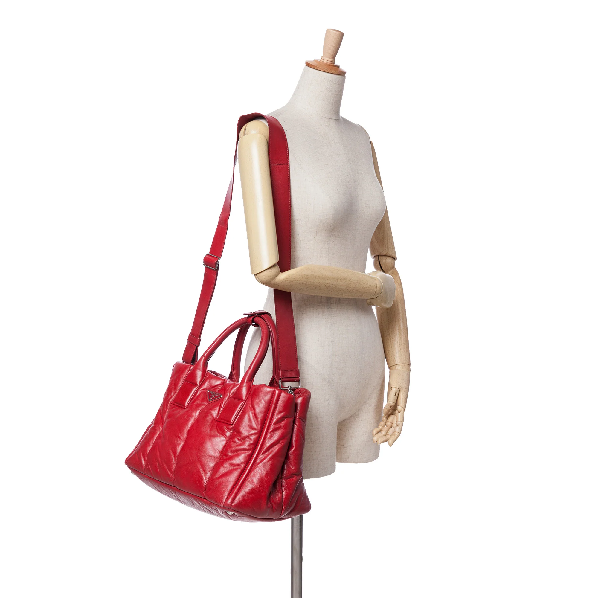 Prada | Pre-Owned Nappa Bomber Satchel | Red - Image 2