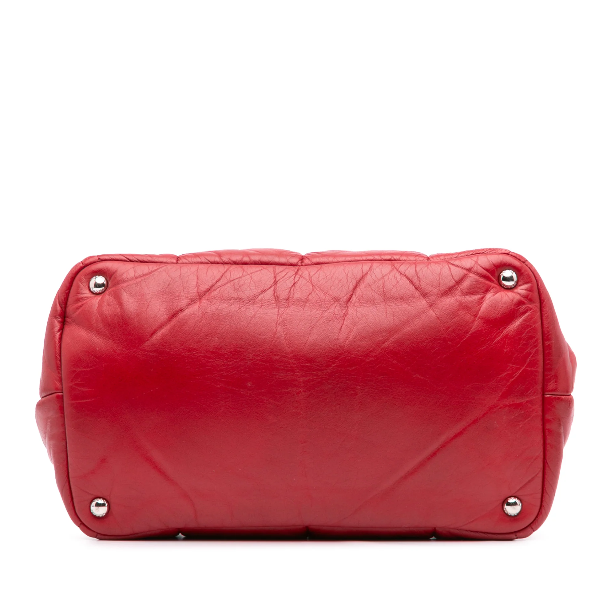 Prada | Pre-Owned Nappa Bomber Satchel | Red - Image 4