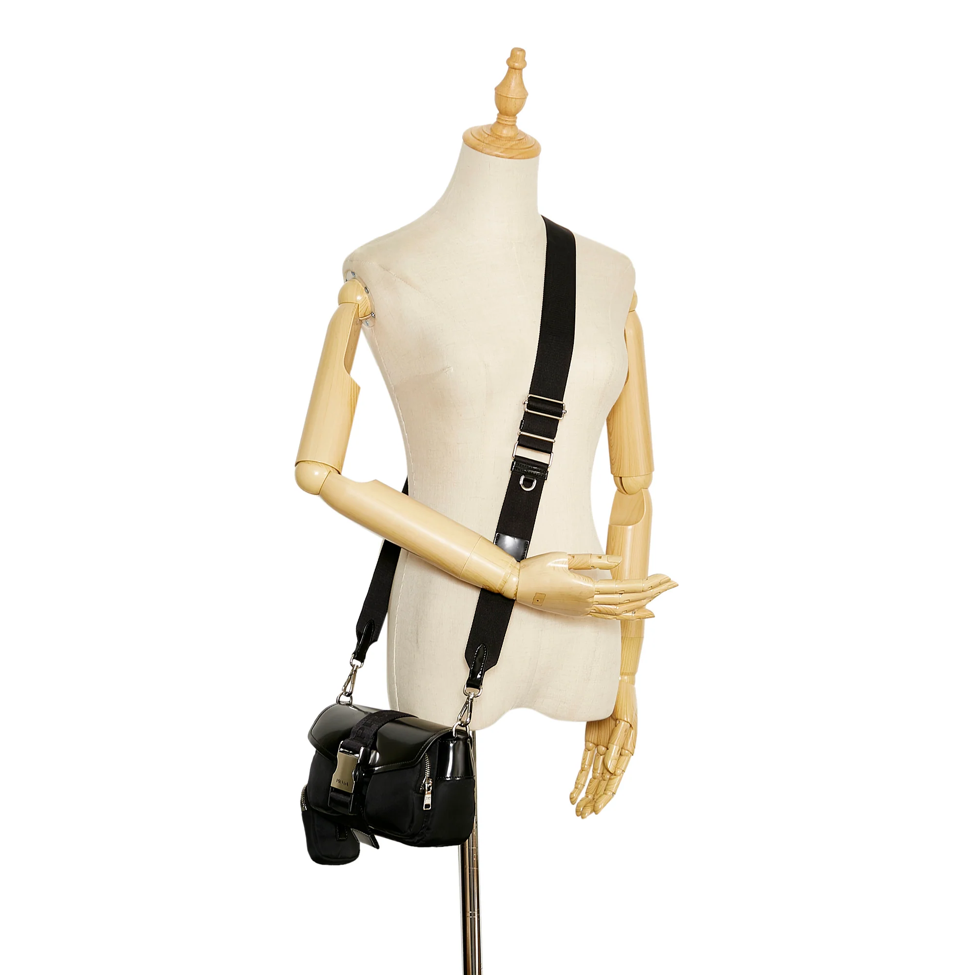Prada | Pre-Owned Re-Nylon & Spazzolato Pocket Crossbody | Black - Image 10
