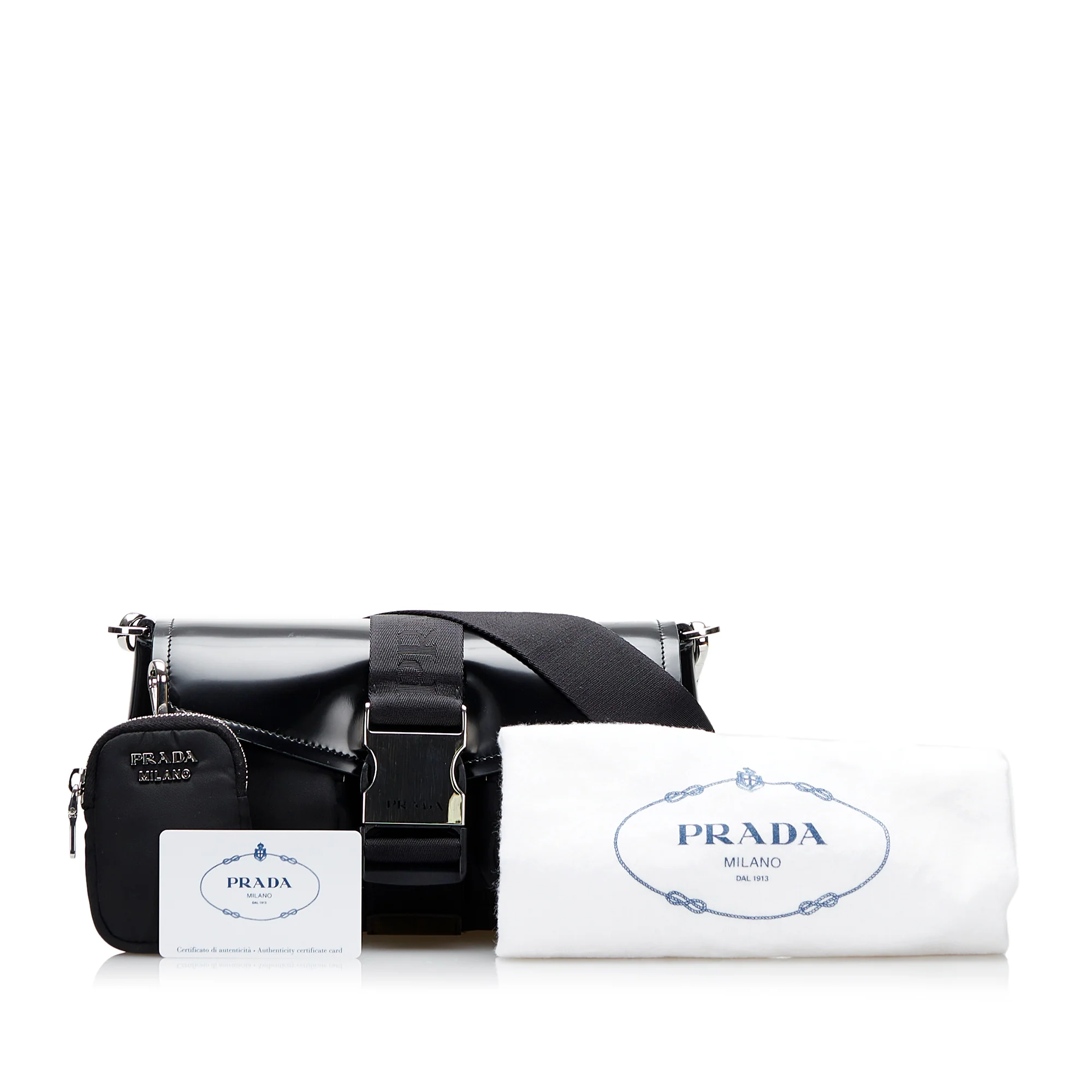 Prada | Pre-Owned Re-Nylon & Spazzolato Pocket Crossbody | Black - Image 11