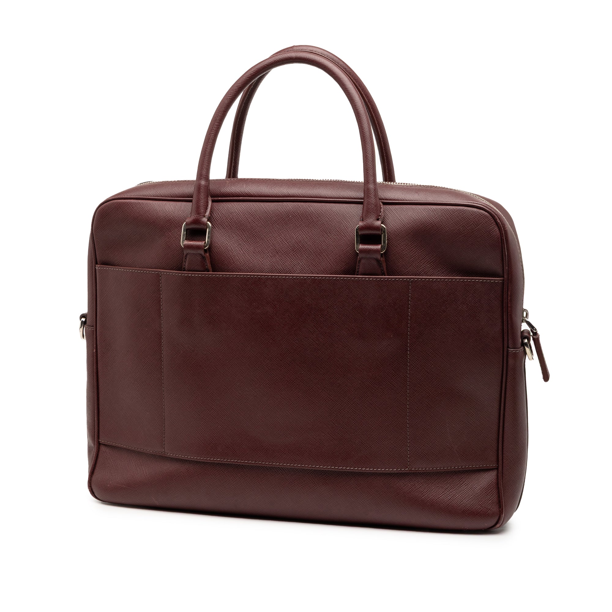 Prada | Pre-Owned Saffiano Business Bag | Red/Burgundy - Image 2