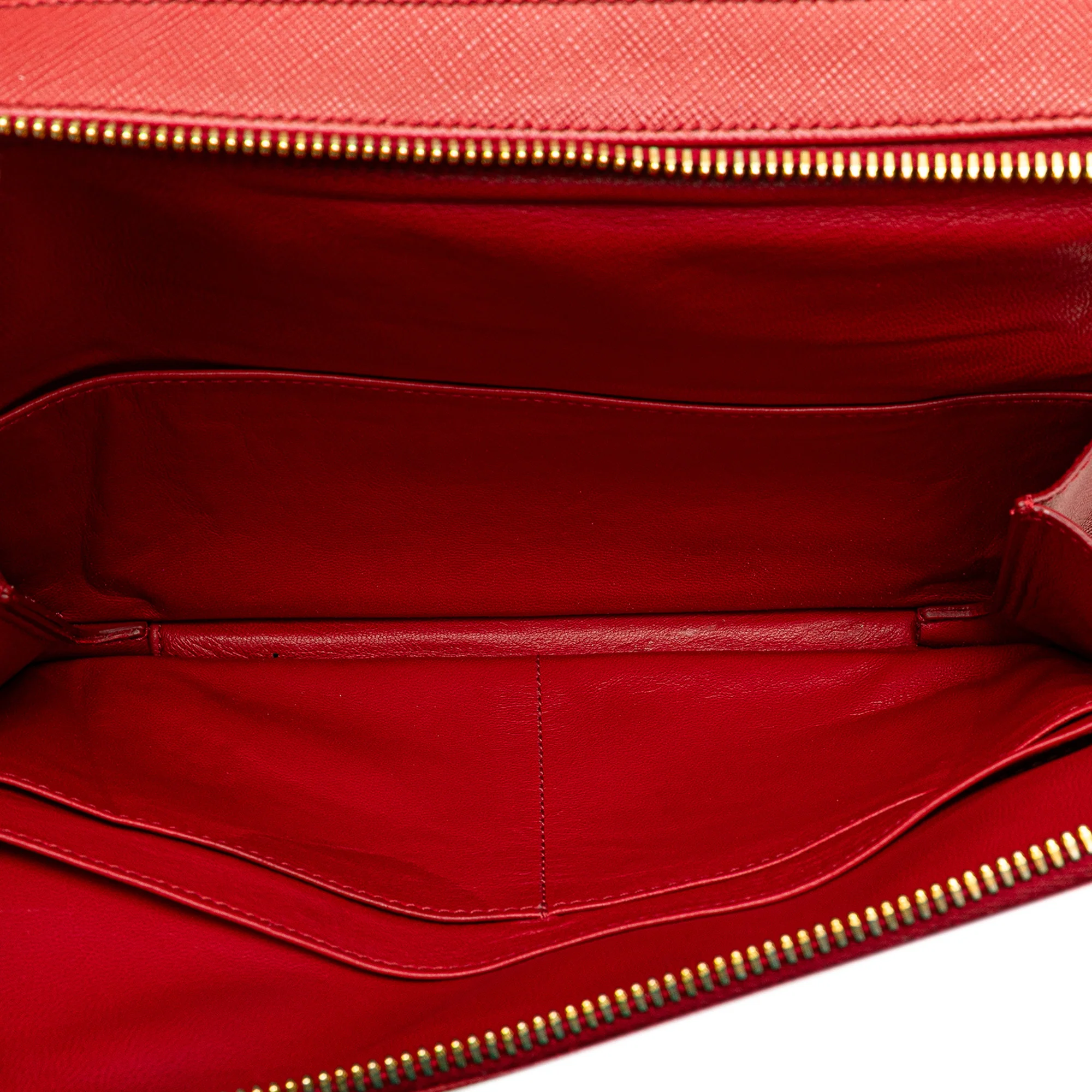Prada | Pre-Owned Saffiano Double Zip Crossbody | Red - Image 9