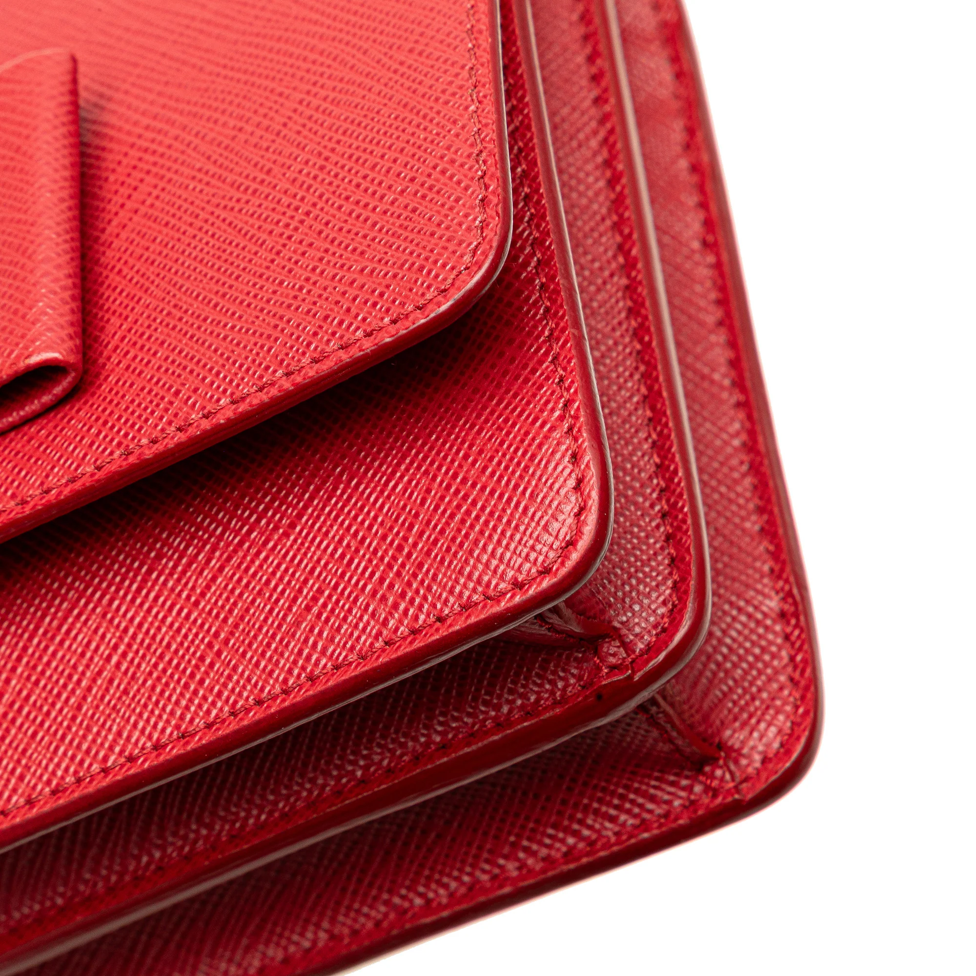 Prada | Pre-Owned Saffiano Lux Bow Wallet On Strap | Red - Image 2