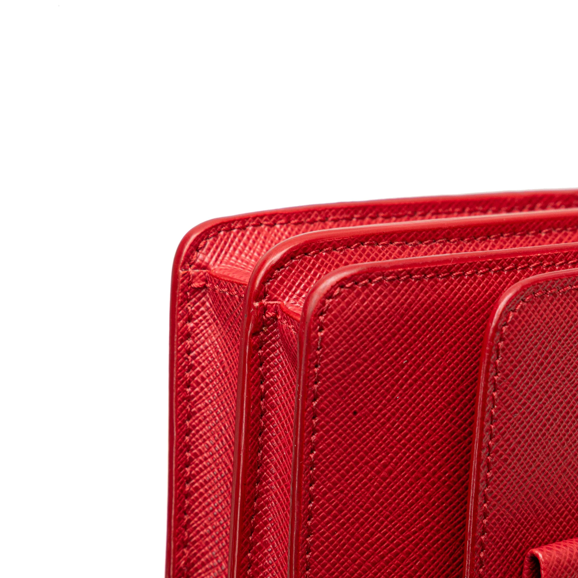 Prada | Pre-Owned Saffiano Lux Bow Wallet On Strap | Red - Image 3