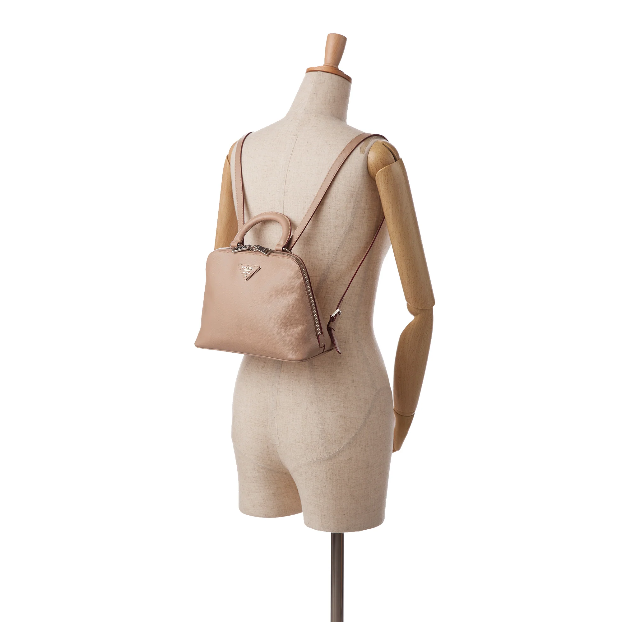 Prada | Pre-Owned Saffiano Lux Promenade Backpack | Brown/Nude - Image 2