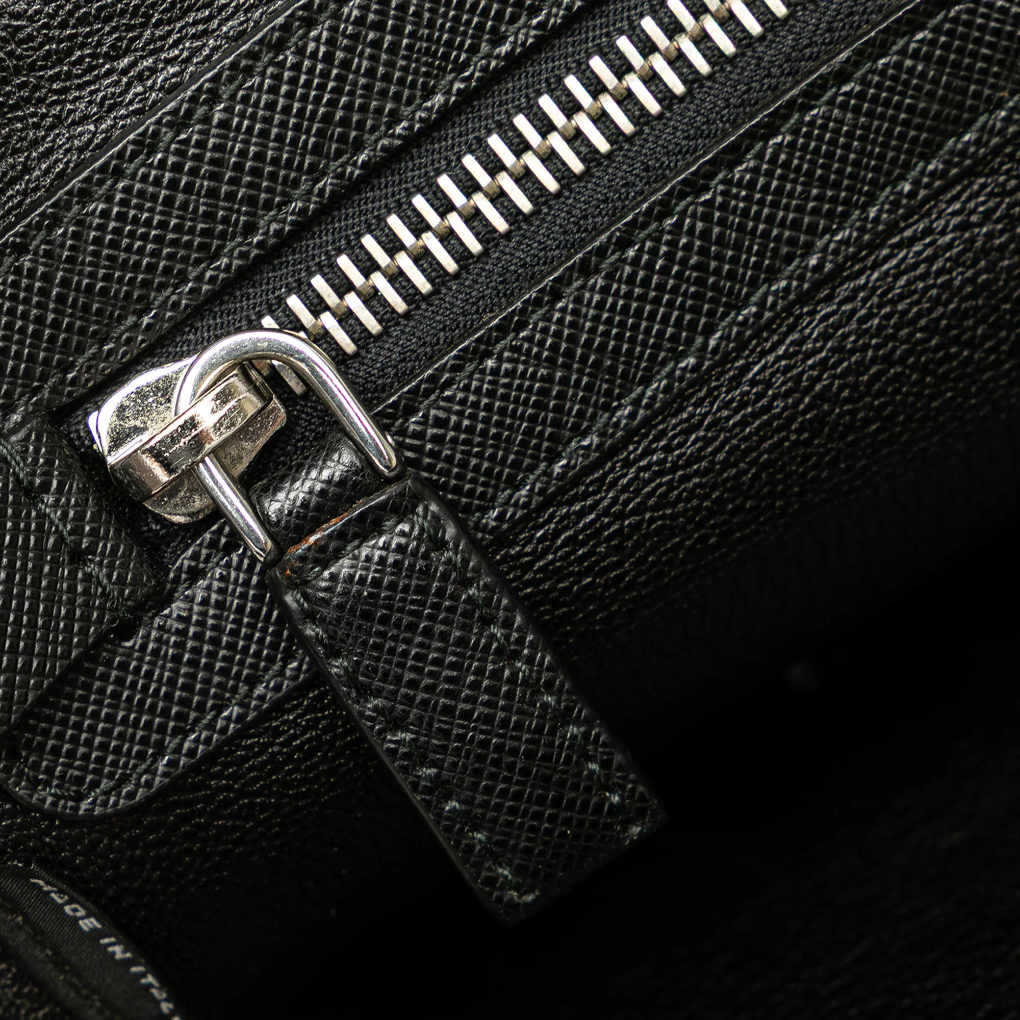 Prada | Pre-Owned Saffiano Portfolio Zip Clutch | Black - Image 2