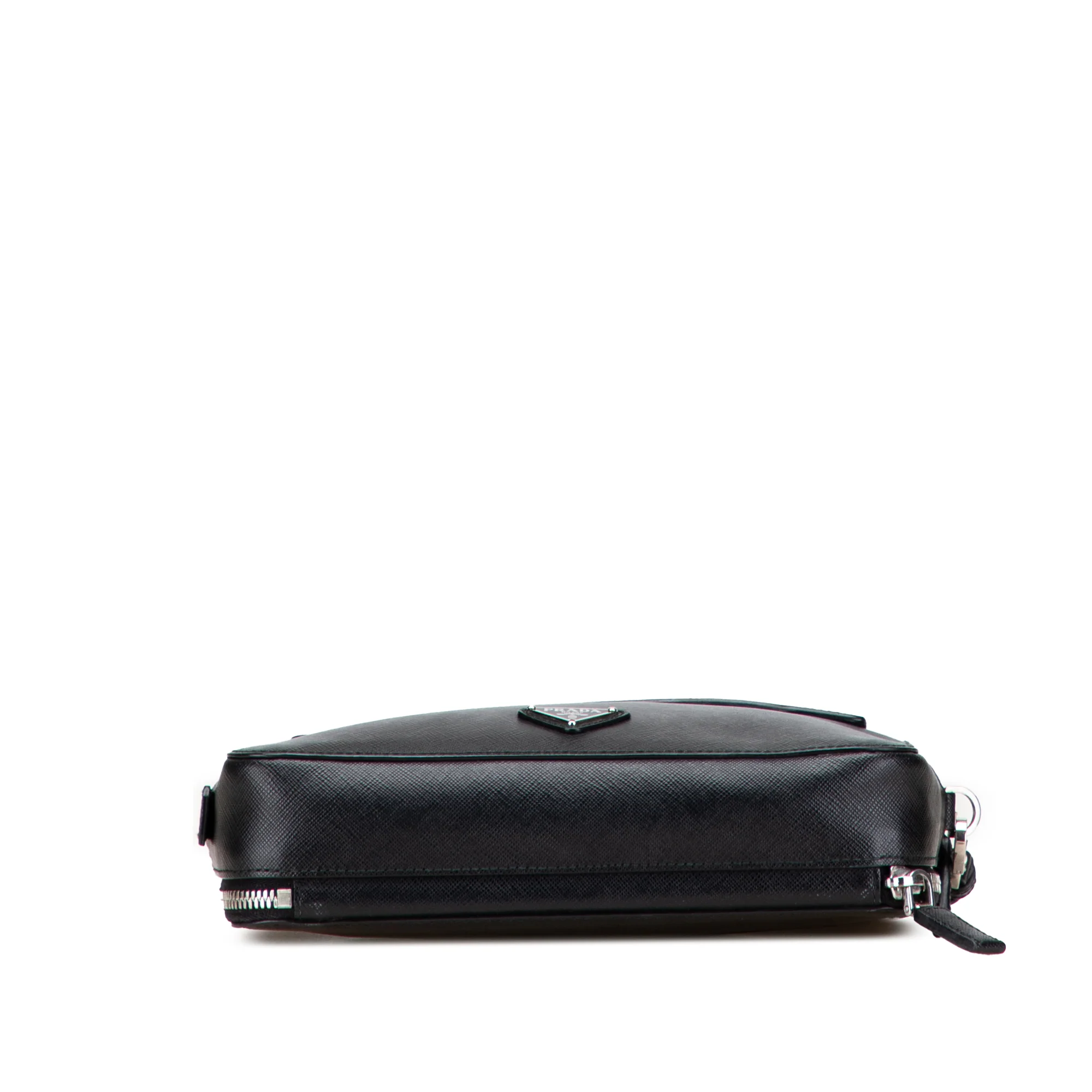 Prada | Pre-Owned Saffiano Portfolio Zip Clutch | Black - Image 5