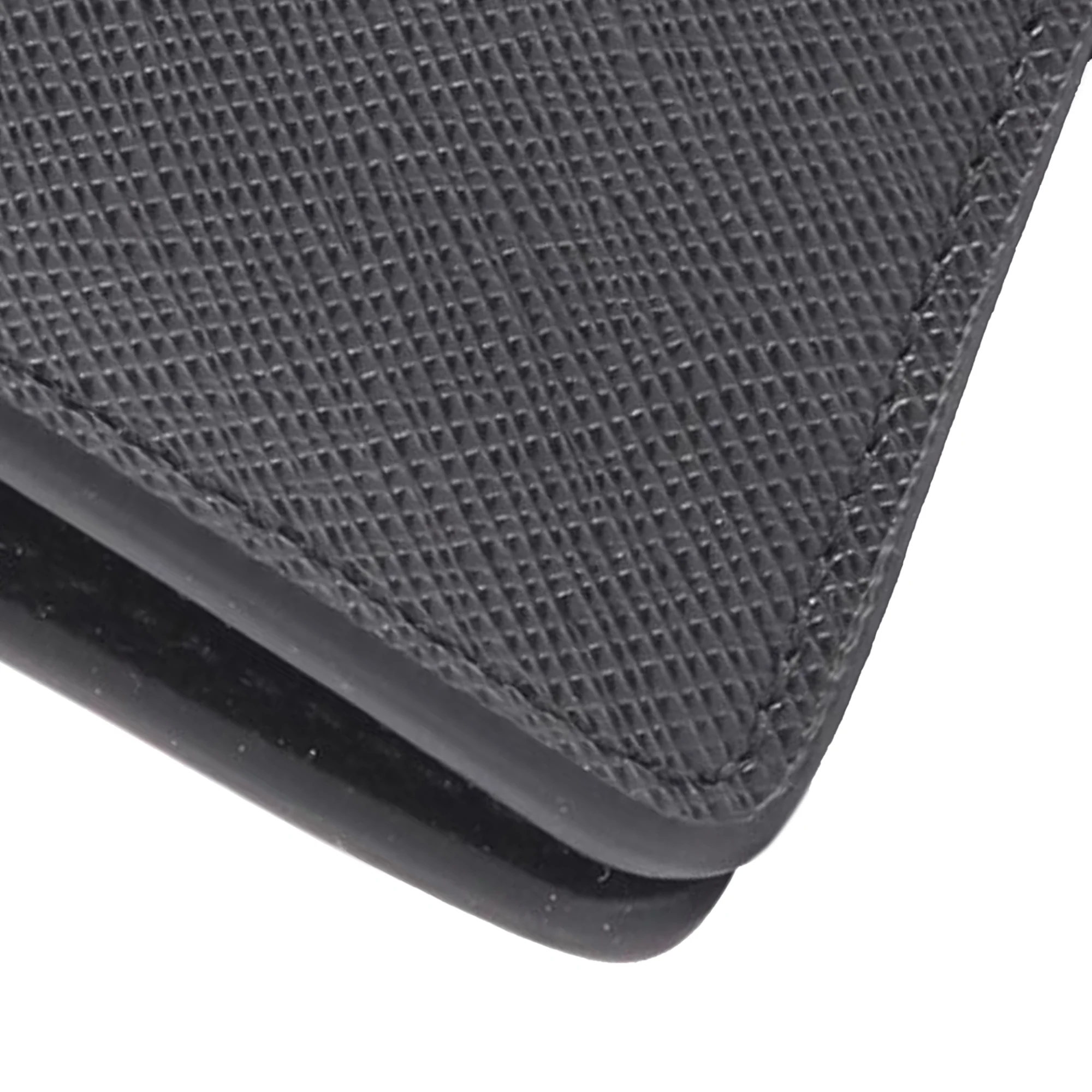 Prada | Pre-Owned Saffiano Triangle Logo Coin Pouch | Black - Image 7