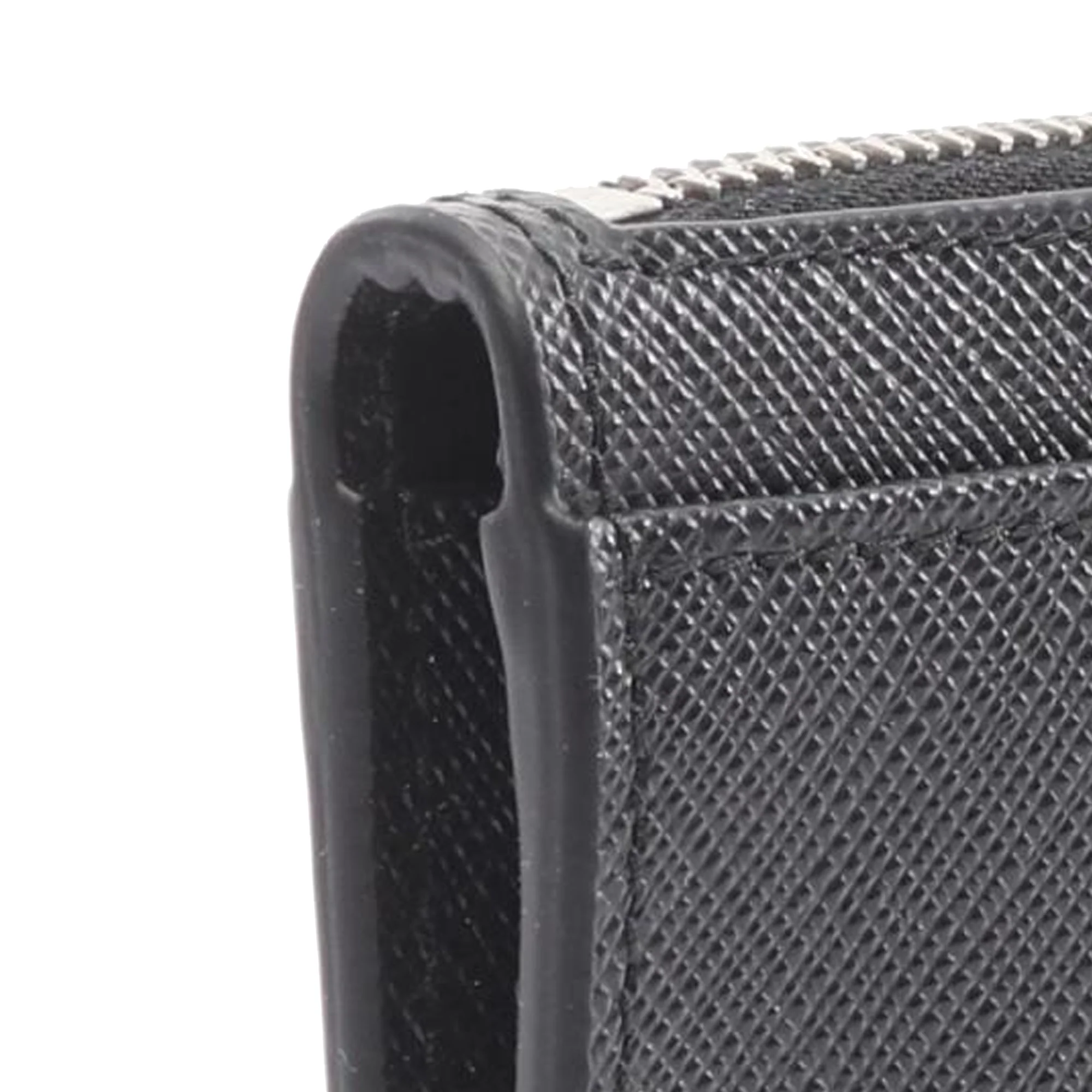 Prada | Pre-Owned Saffiano Triangle Logo Coin Pouch | Black - Image 8