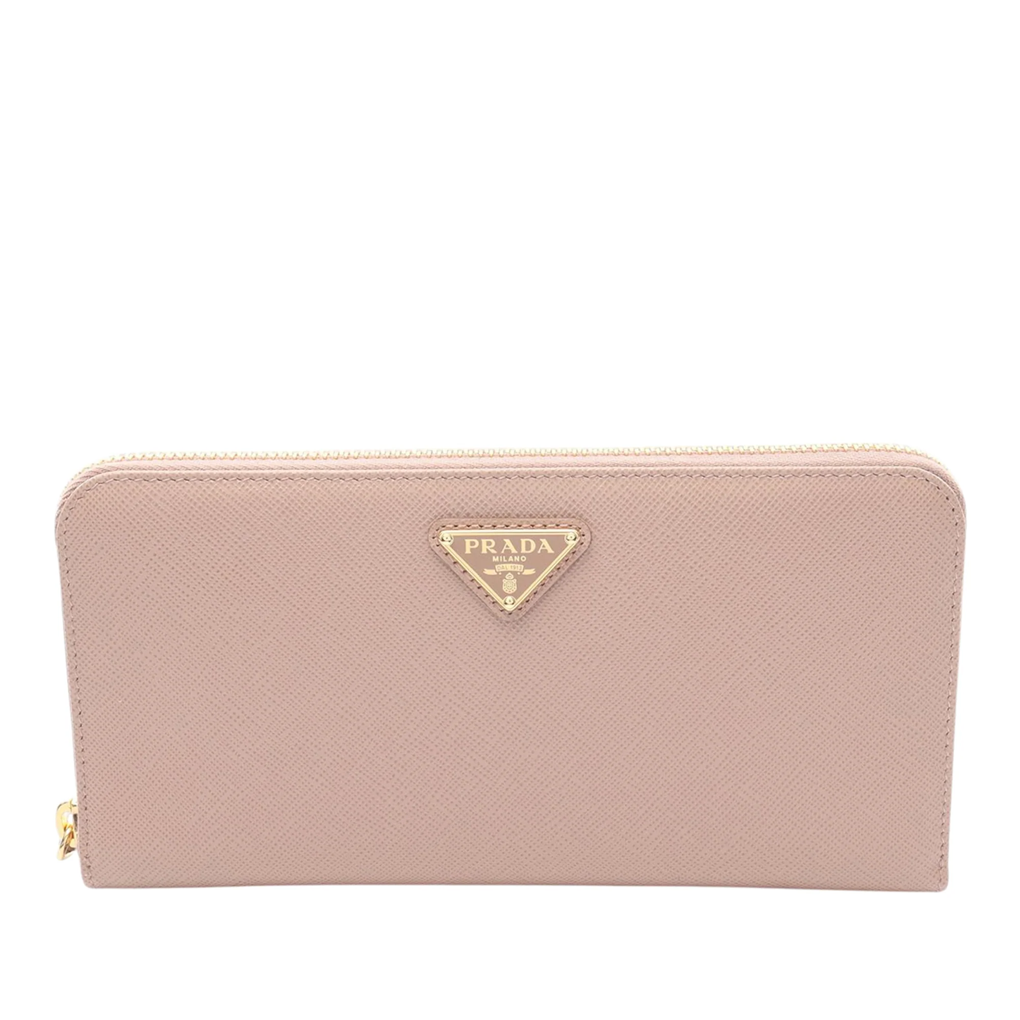 Prada | Pre-Owned Saffiano Triangle Logo Long Wallet - I | Beige