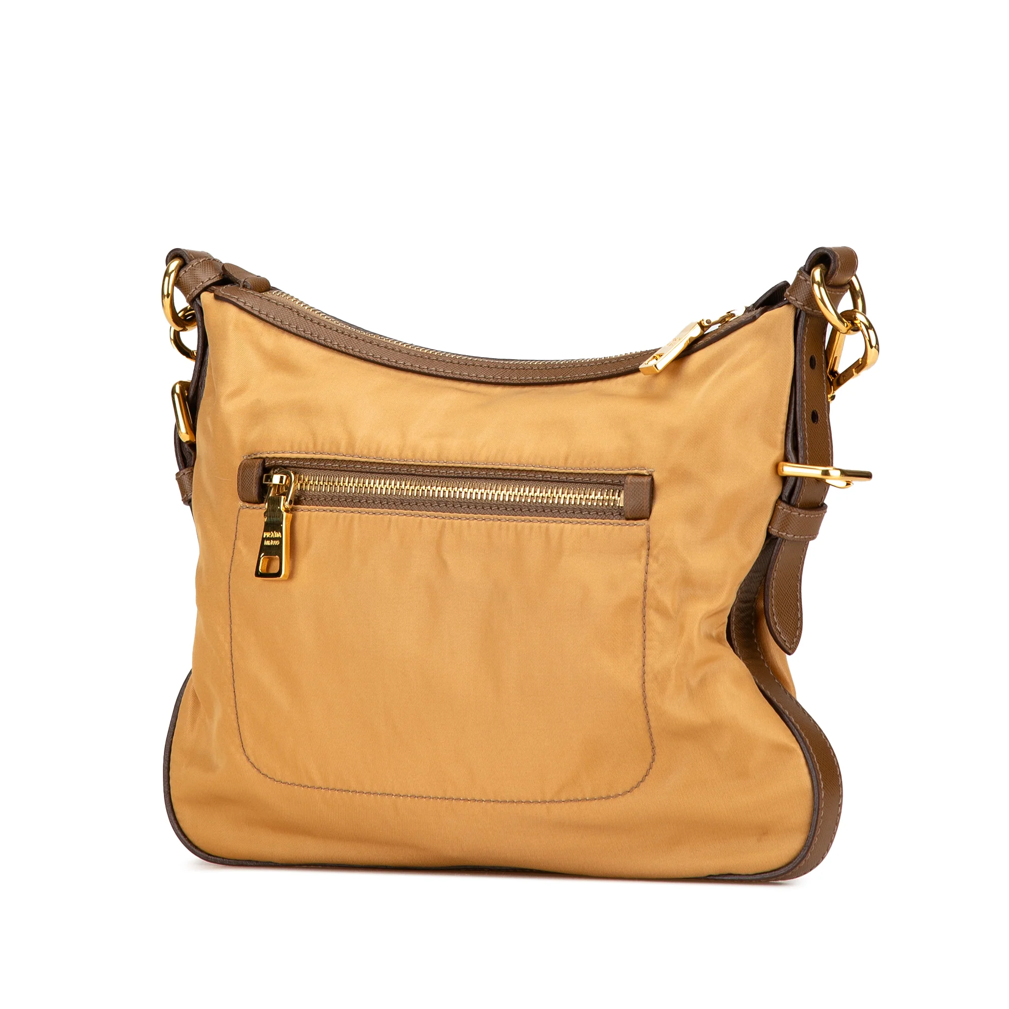 Prada | Pre-Owned Saffiano Trimmed Tessuto Zip Top Crossbody | Brown/Light Brown - Image 2