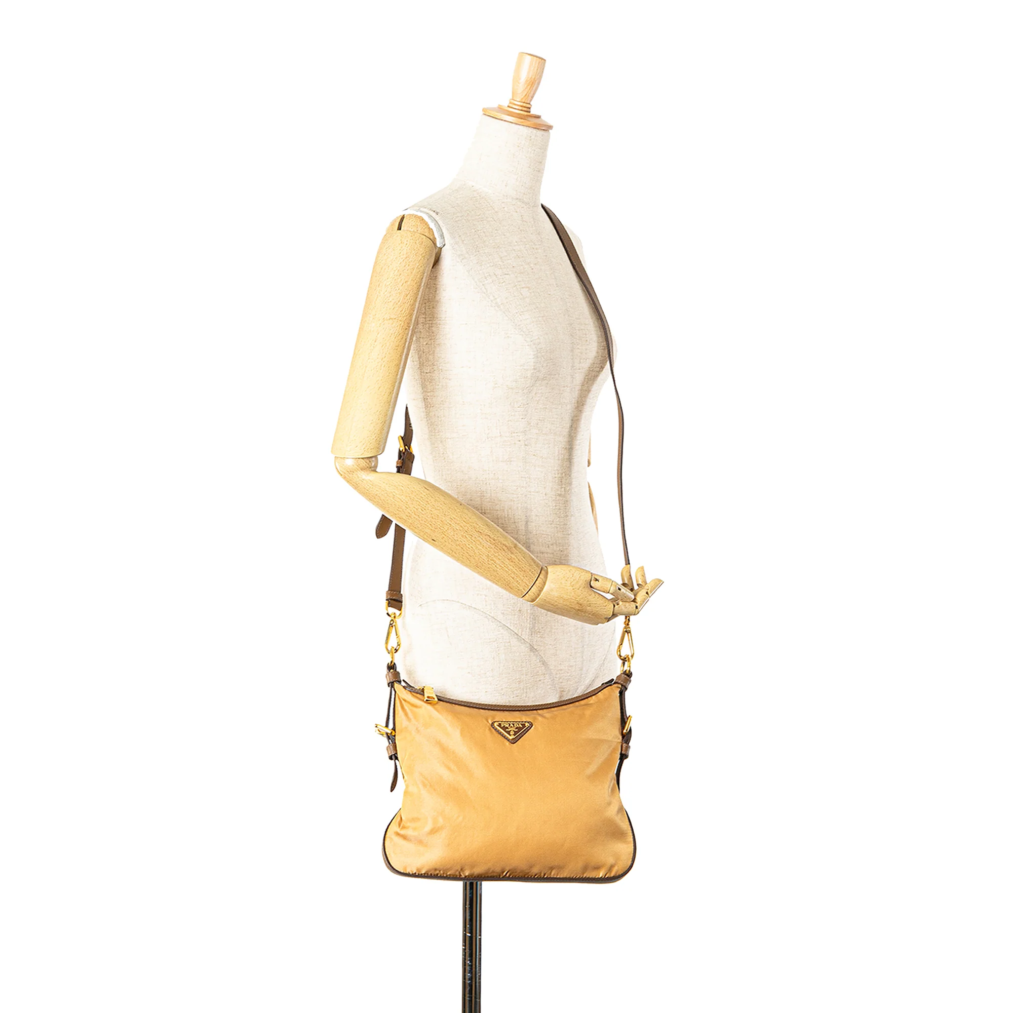 Prada | Pre-Owned Saffiano Trimmed Tessuto Zip Top Crossbody | Brown/Light Brown - Image 7