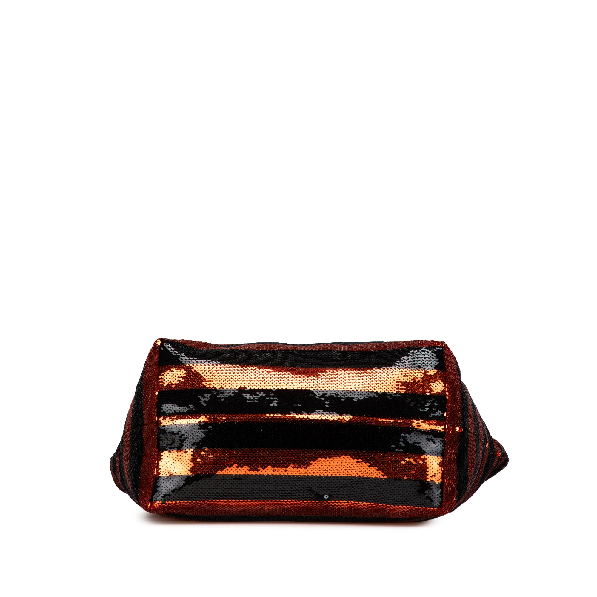 Prada | Pre-Owned Satin Sequin Stripes Tote | Orange - Image 8