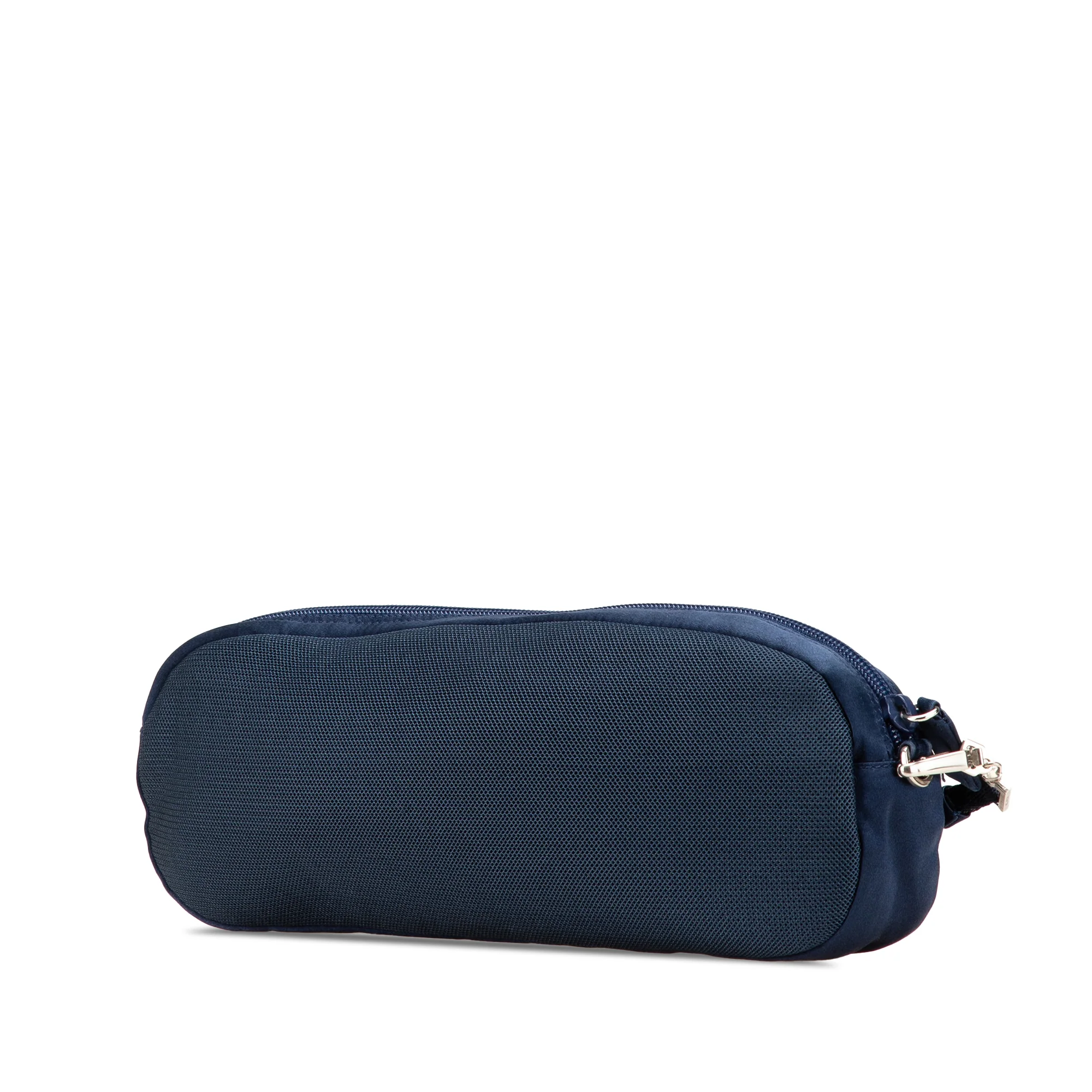 Prada | Pre-Owned Satin Trimmed Mesh Shoulder Bag | Blue/Dark Blue - Image 4