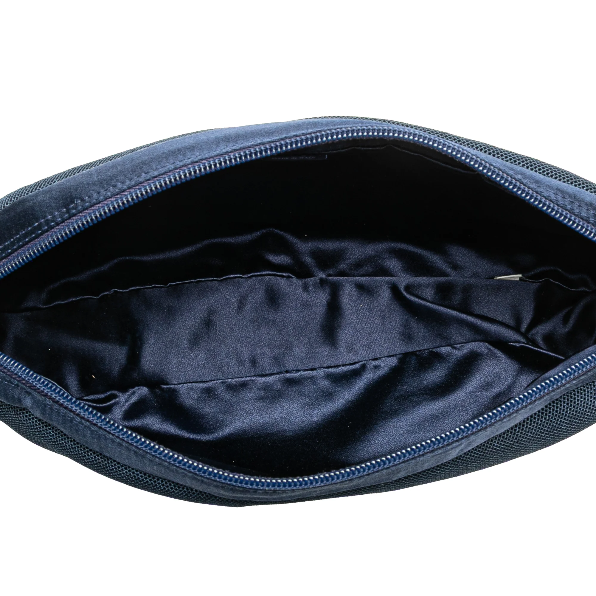 Prada | Pre-Owned Satin Trimmed Mesh Shoulder Bag | Blue/Dark Blue - Image 6