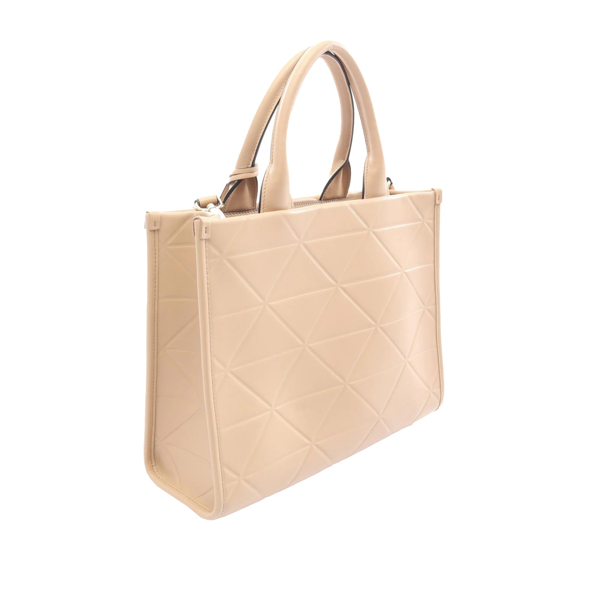 Prada | Pre-Owned Small Soft Calf Symbole Satchel | Beige - Image 2