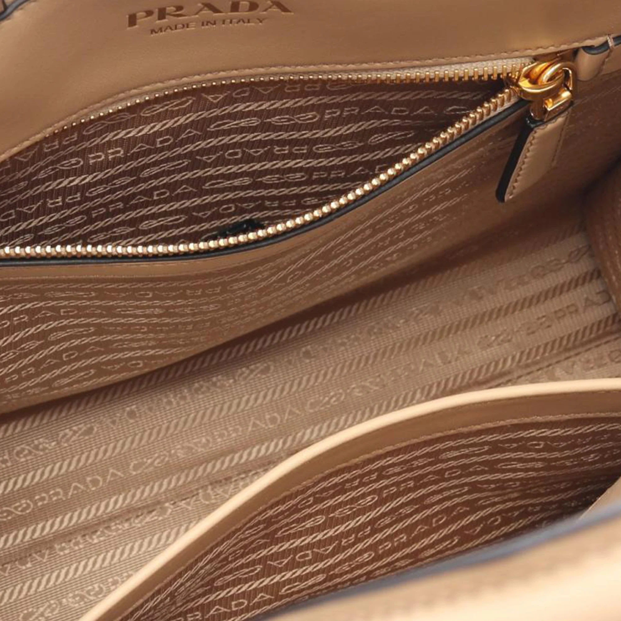 Prada | Pre-Owned Small Soft Calf Symbole Satchel | Beige - Image 3