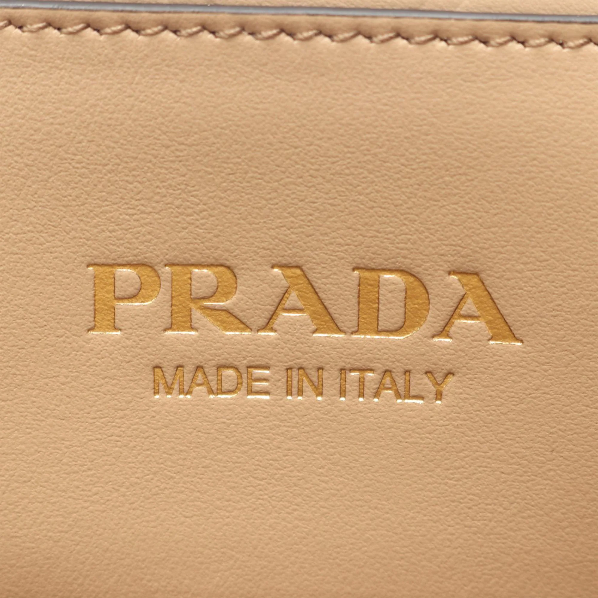 Prada | Pre-Owned Small Soft Calf Symbole Satchel | Beige - Image 4