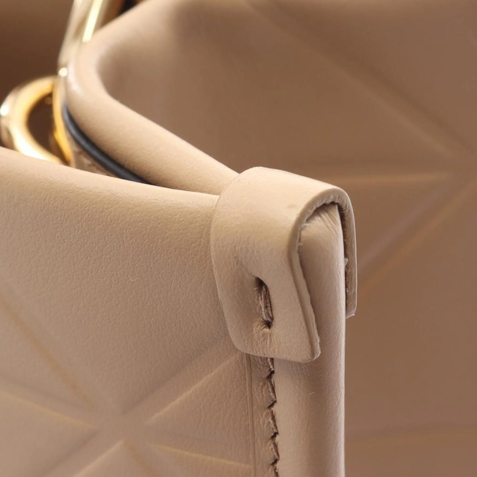Prada | Pre-Owned Small Soft Calf Symbole Satchel | Beige - Image 6