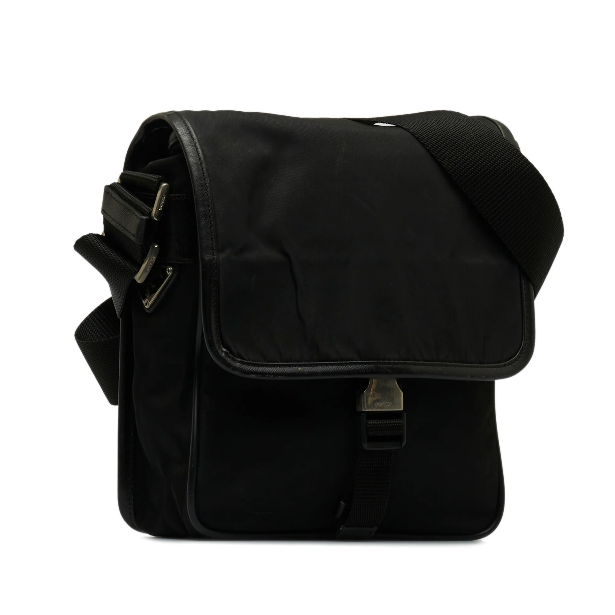 Prada | Pre-Owned Tessuto Buckle Messenger Bag - II | Black - Image 2
