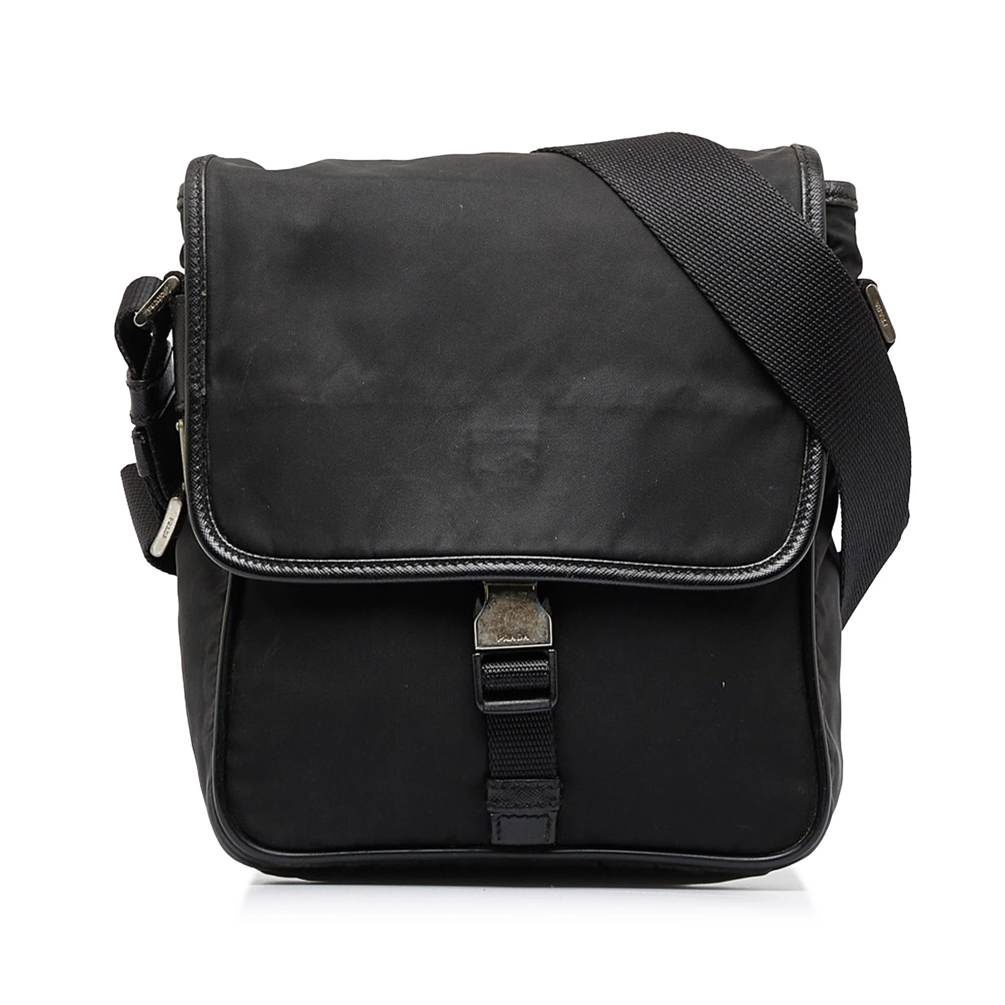 Prada | Pre-Owned Tessuto Buckle Messenger Bag - III | Black
