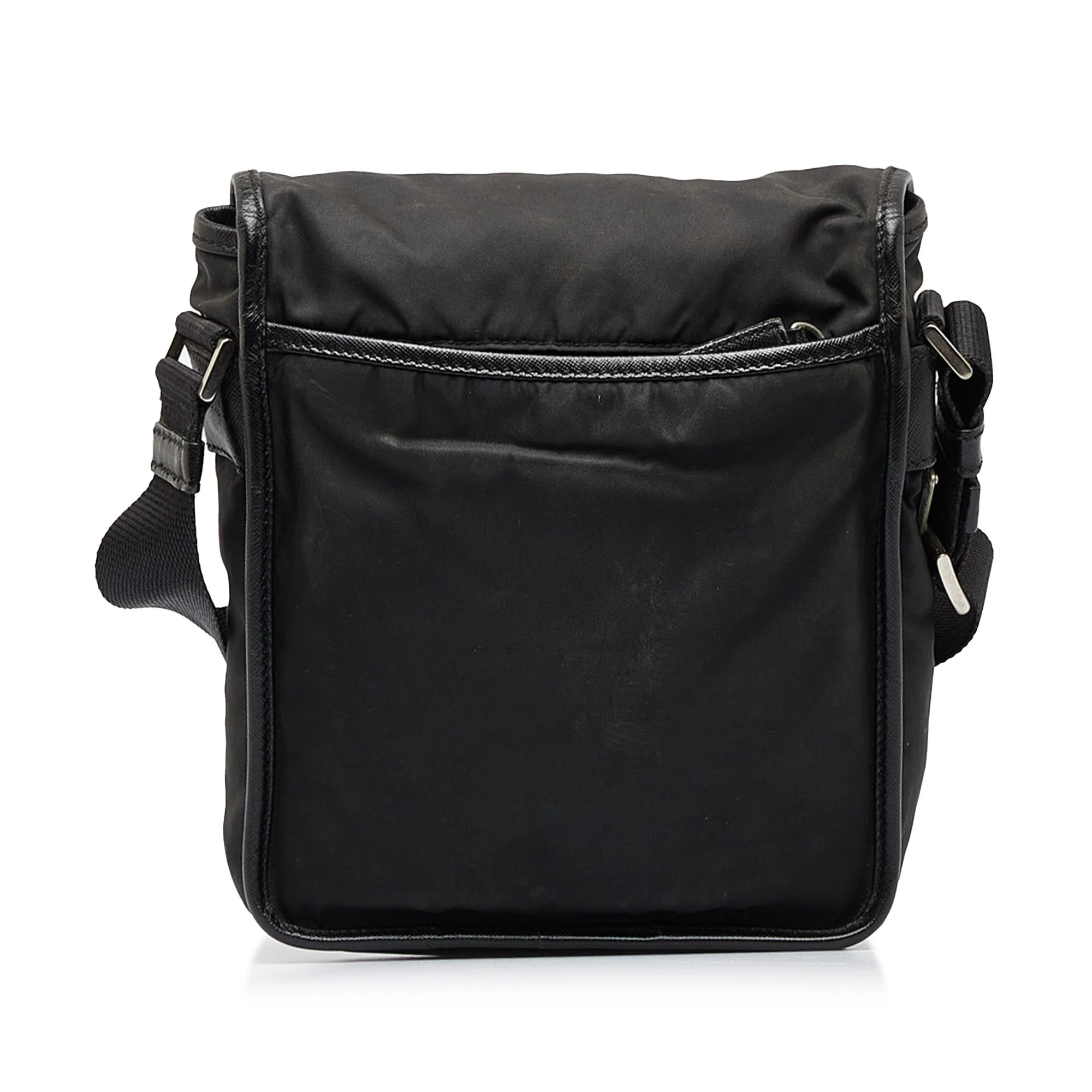 Prada | Pre-Owned Tessuto Buckle Messenger Bag - III | Black - Image 14