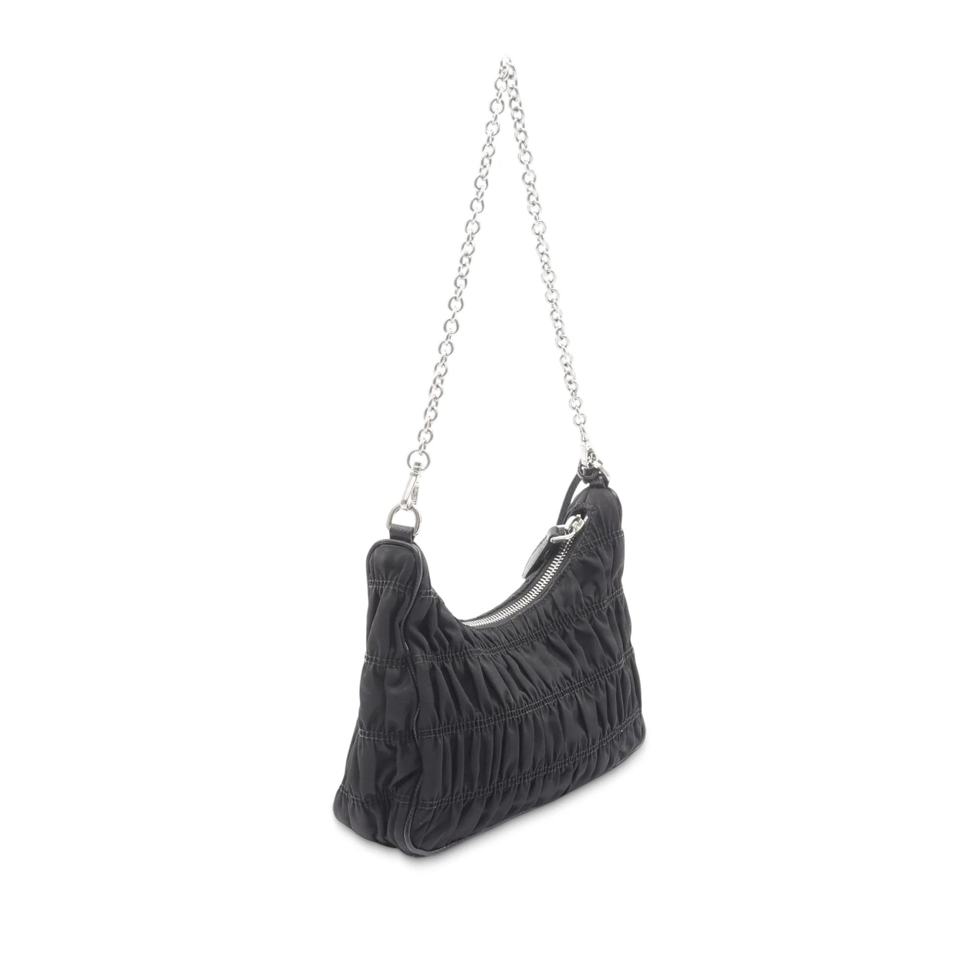 Prada | Pre-Owned Tessuto Gaufre Re Edition Shoulder Bag | Black - Image 2