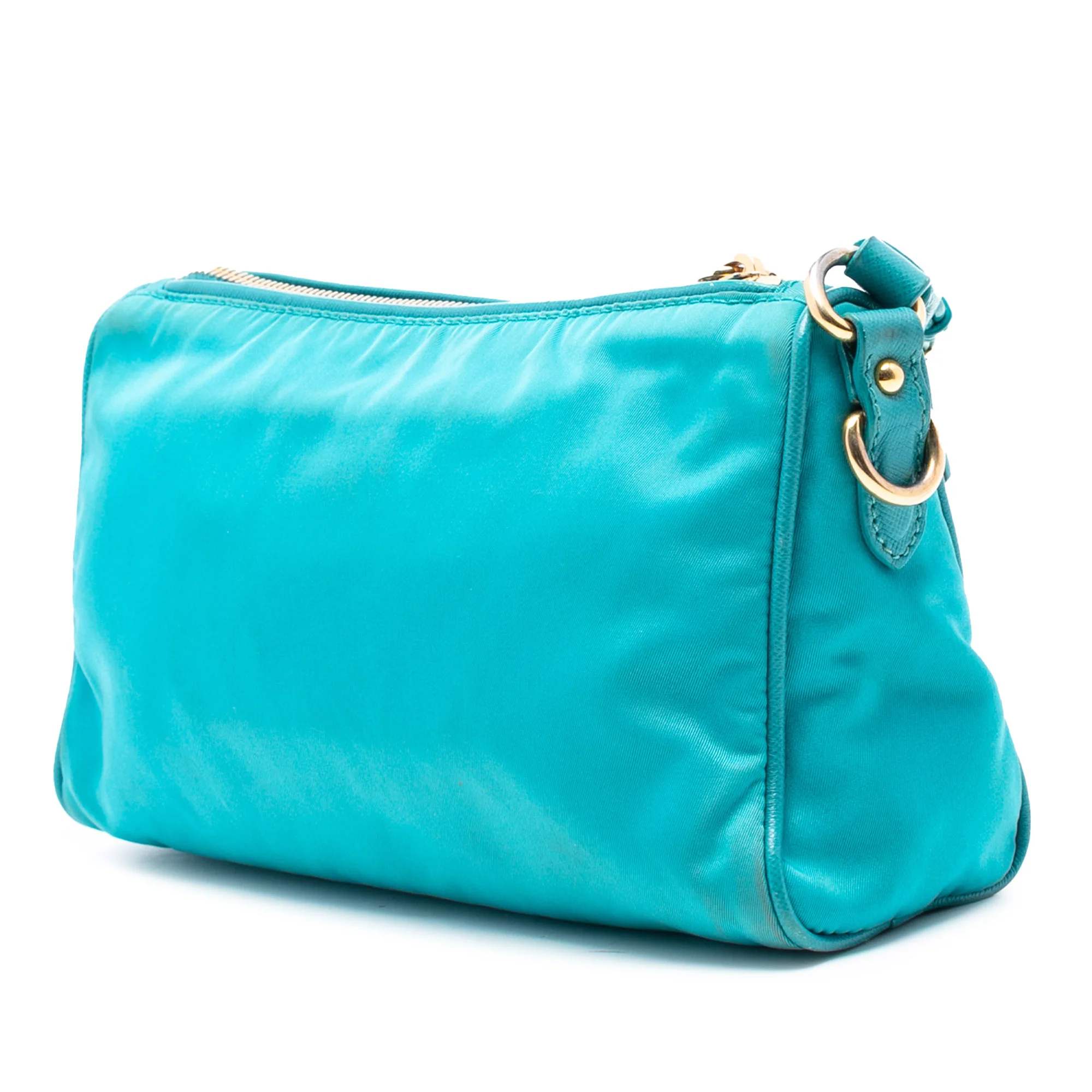 Prada | Pre-Owned Tessuto Shoulder Bag | Blue/Turquoise - Image 2
