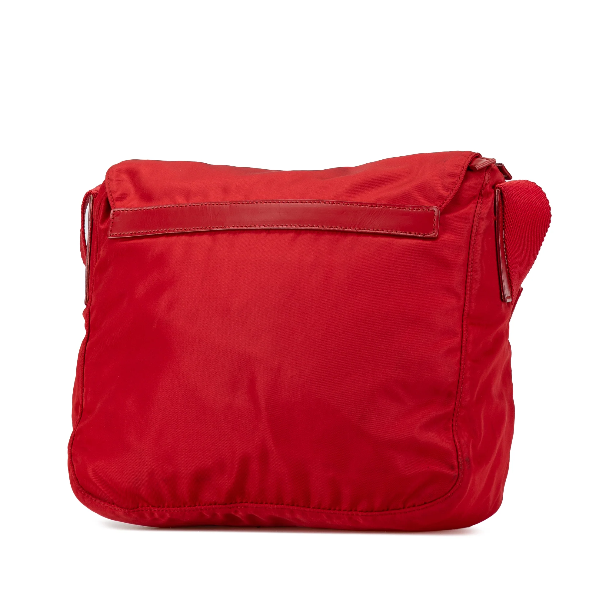Prada | Pre-Owned Tessuto Zip Buckle Messenger Bag | Red - Image 2