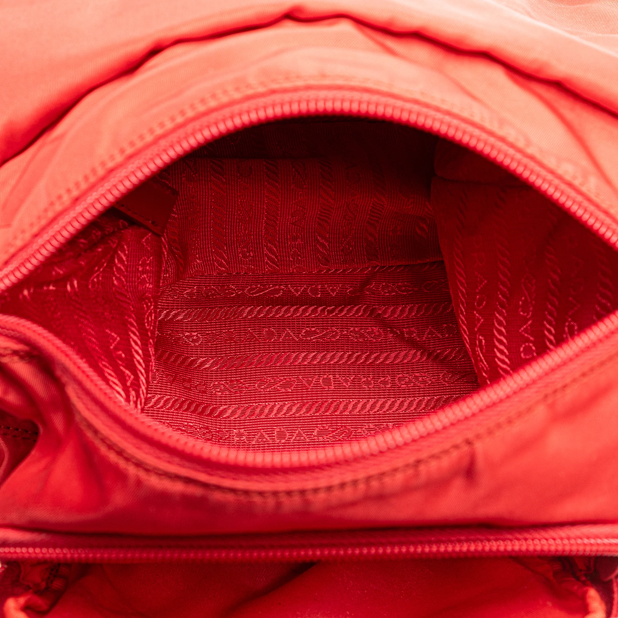 Prada | Pre-Owned Tessuto Zip Buckle Messenger Bag | Red - Image 4