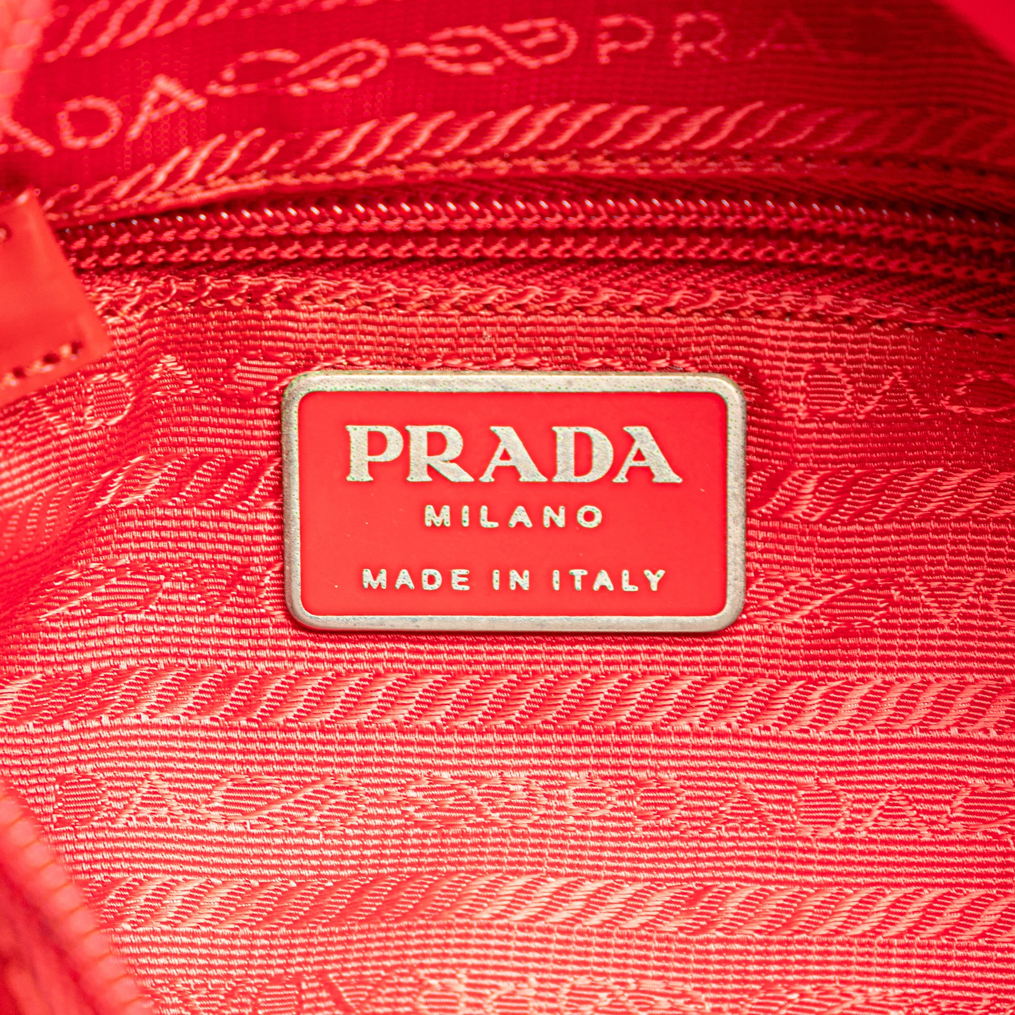 Prada | Pre-Owned Tessuto Zip Buckle Messenger Bag | Red - Image 5