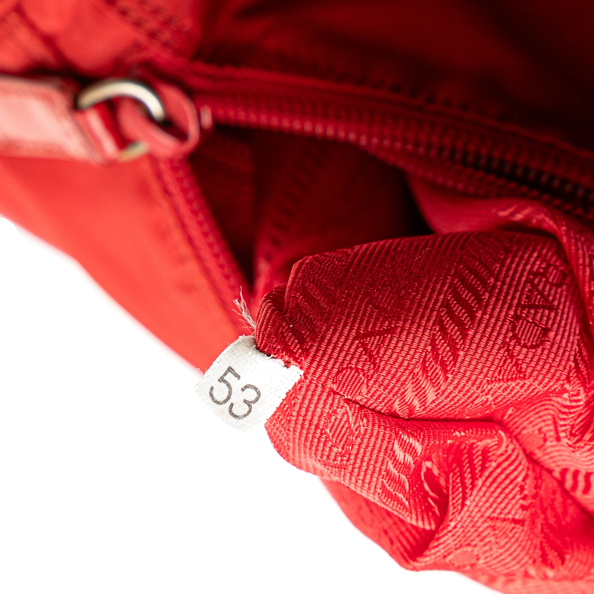 Prada | Pre-Owned Tessuto Zip Buckle Messenger Bag | Red - Image 6