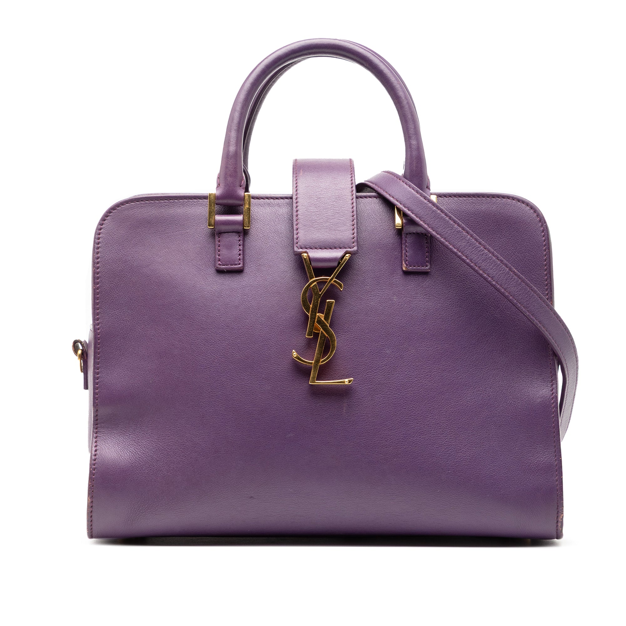 Saint Laurent | Pre-Owned Baby Leather Monogram Cabas Satchel | Purple