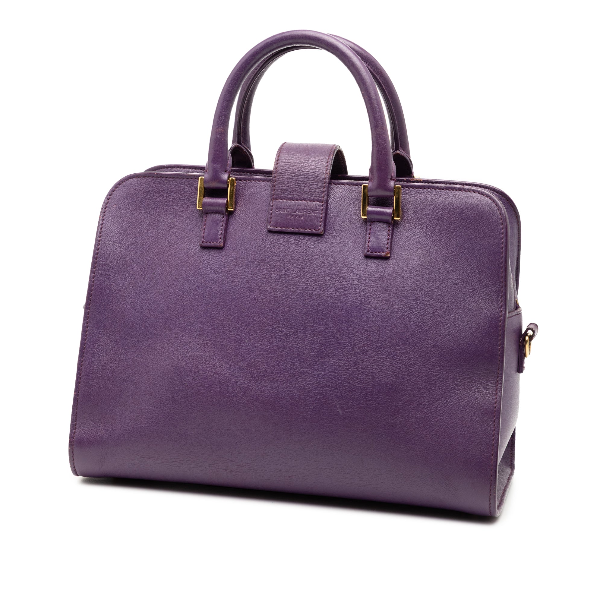 Saint Laurent | Pre-Owned Baby Leather Monogram Cabas Satchel | Purple - Image 2