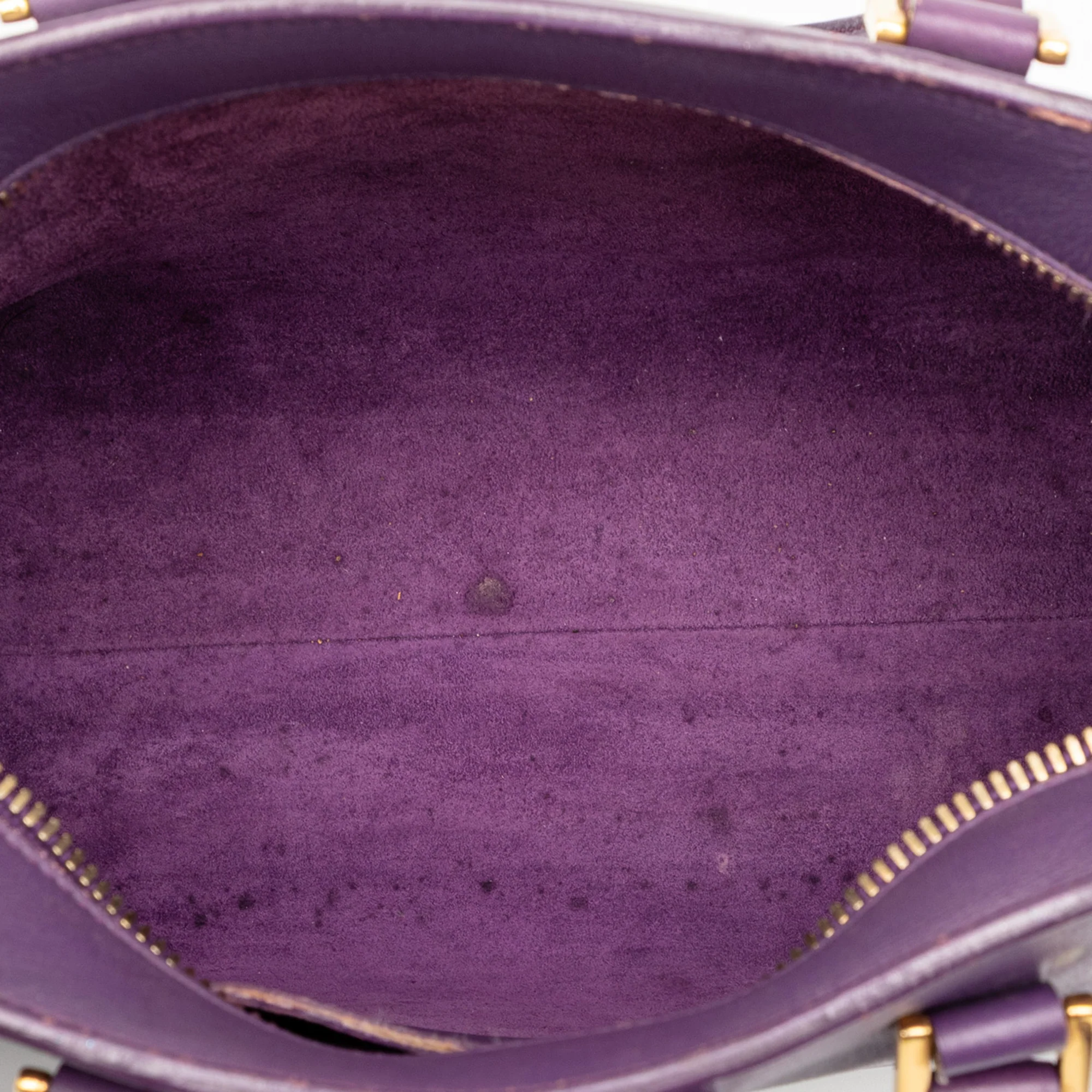 Saint Laurent | Pre-Owned Baby Leather Monogram Cabas Satchel | Purple - Image 4