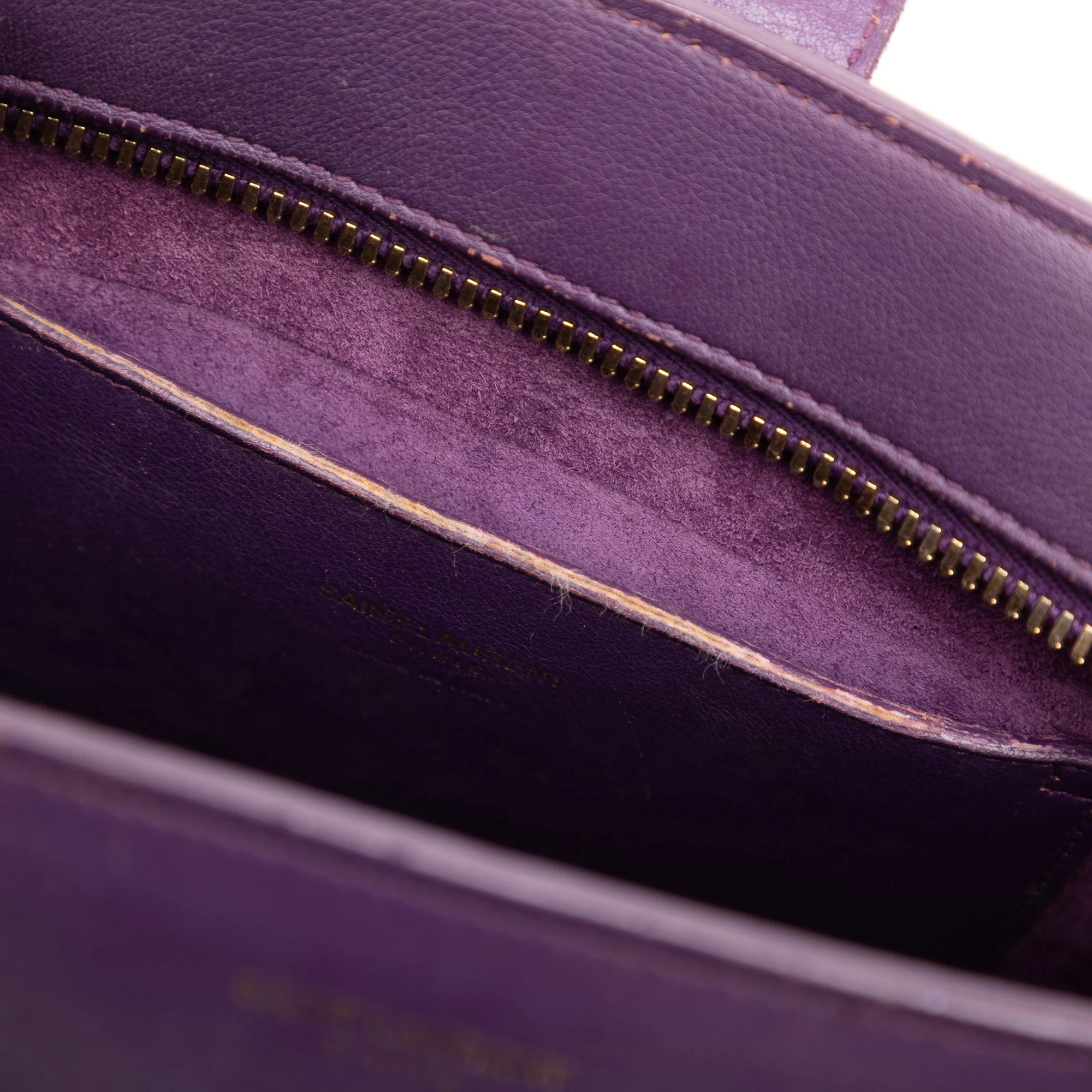 Saint Laurent | Pre-Owned Baby Leather Monogram Cabas Satchel | Purple - Image 5