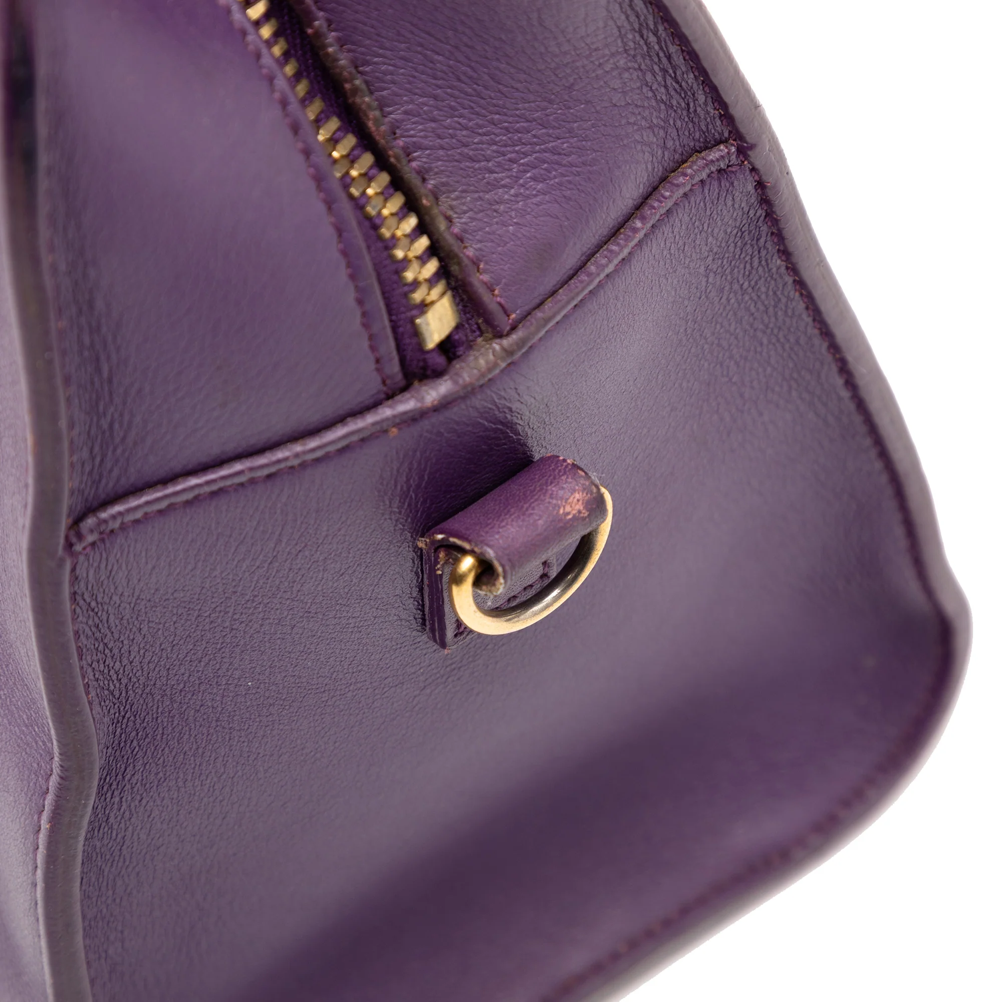 Saint Laurent | Pre-Owned Baby Leather Monogram Cabas Satchel | Purple - Image 8