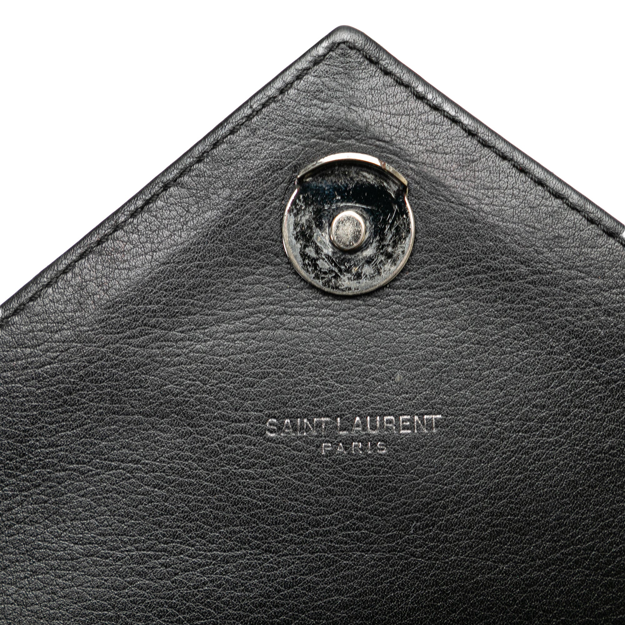 Saint Laurent | Pre-Owned Medium Monogram Heart Patchwork Chain Wallet | Black - Image 10