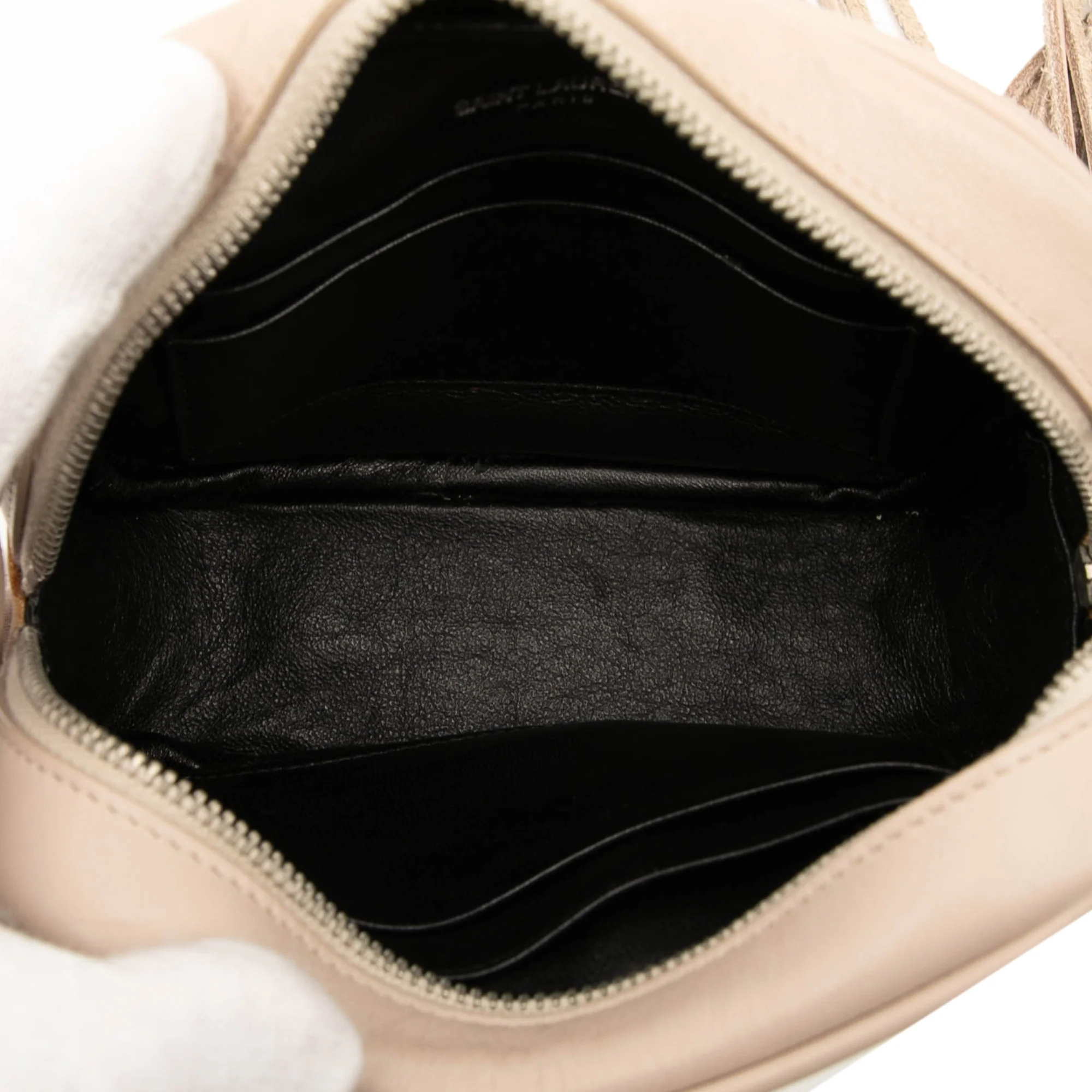 Saint Laurent | Pre-Owned Nappa Monogram Blogger Bag | Brown/Nude - Image 4