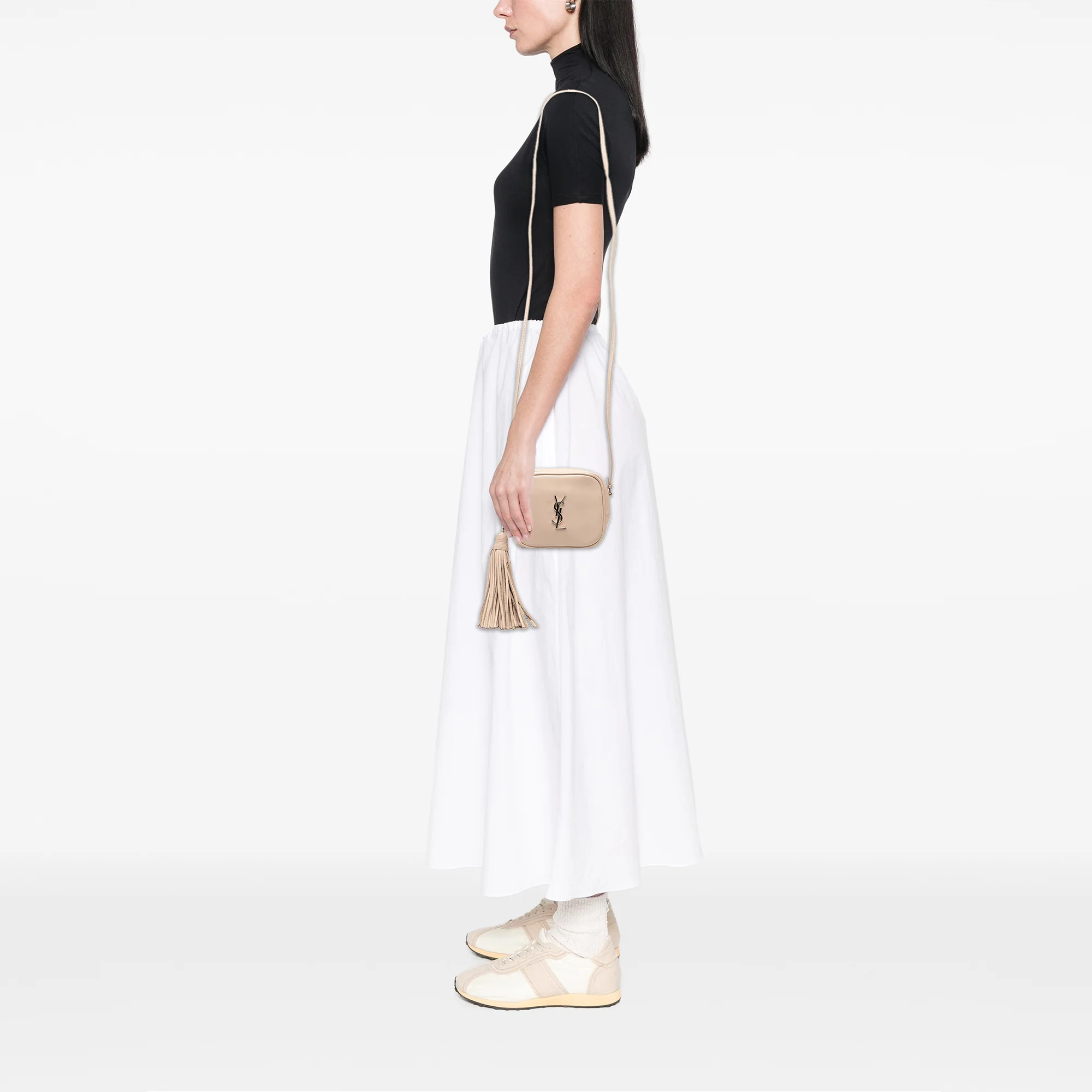 Saint Laurent | Pre-Owned Nappa Monogram Blogger Bag | Brown/Nude - Image 7
