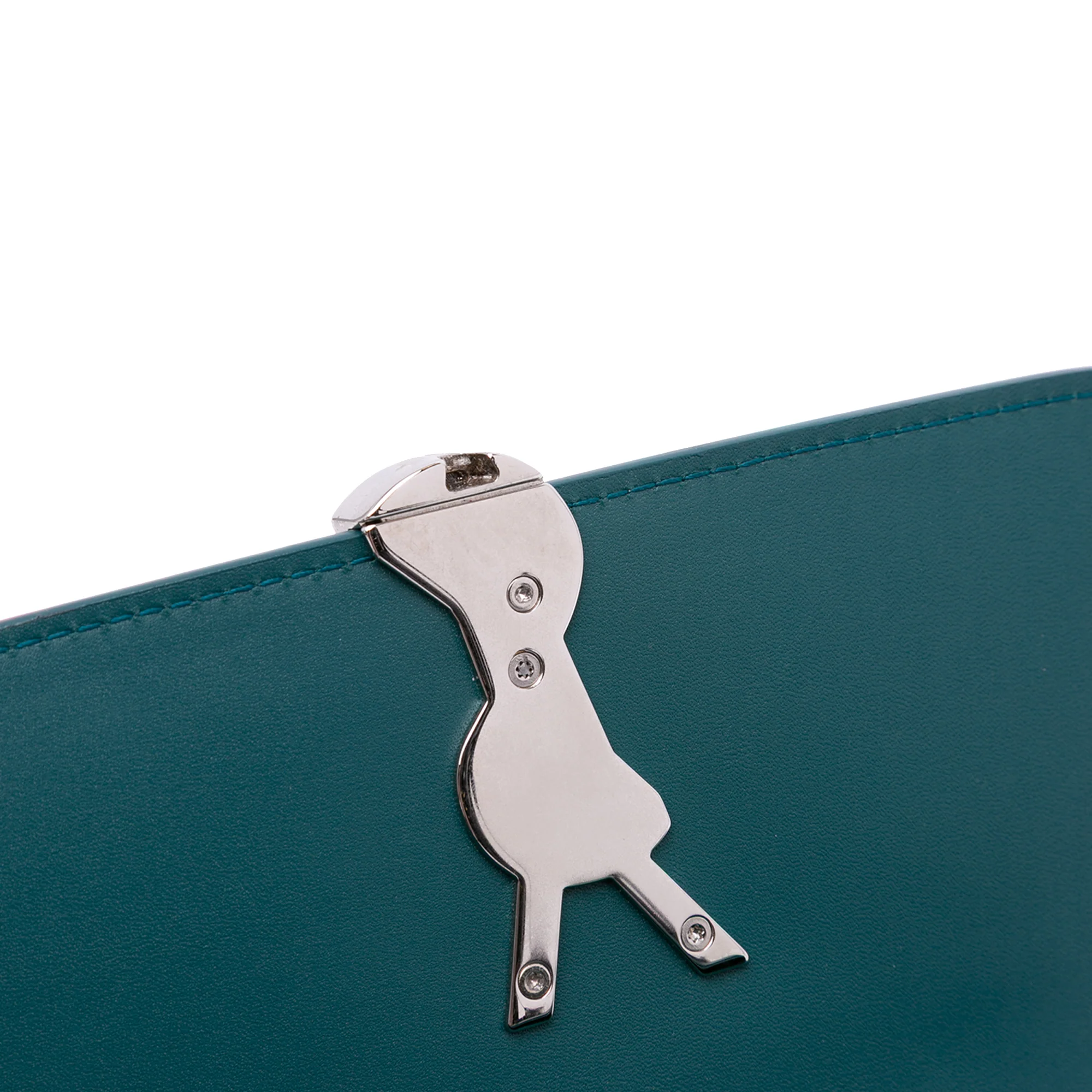 Saint Laurent | Pre-Owned Small Leather Solferino Satchel In Box | Blue - Image 8