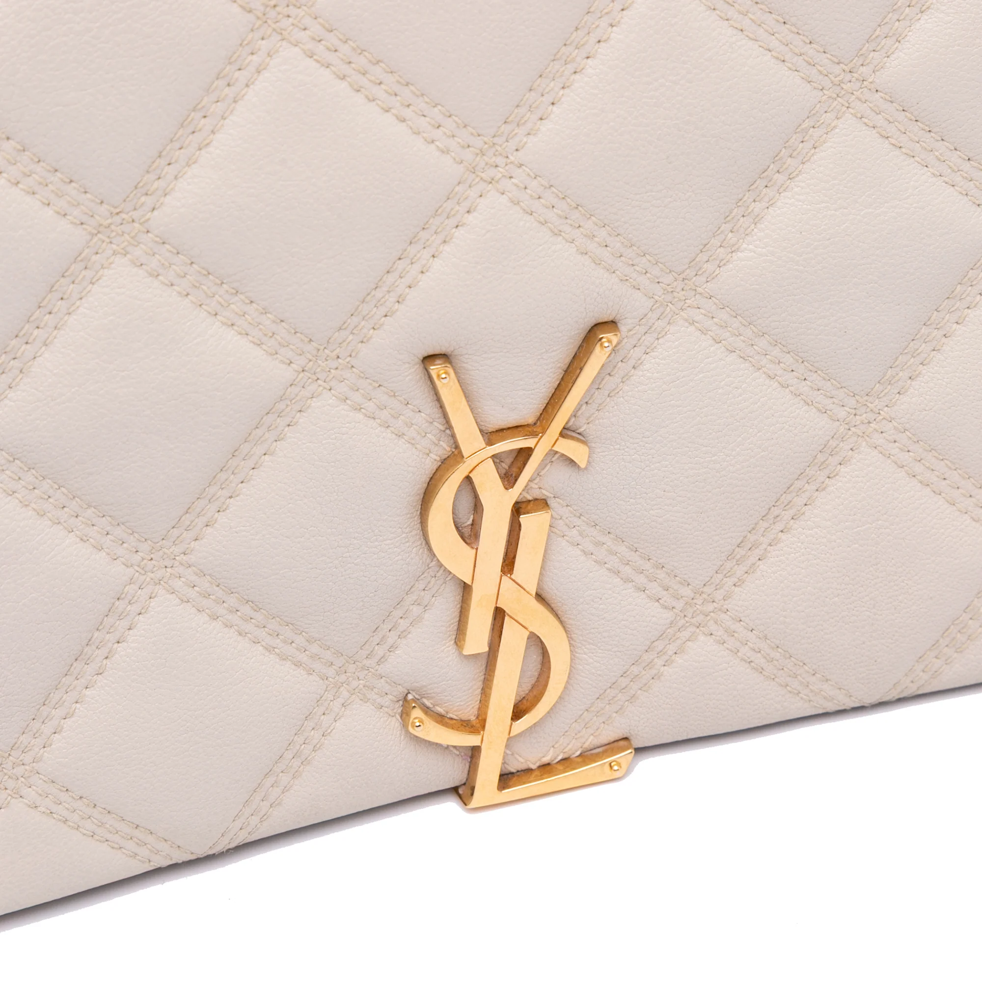 Saint Laurent | Pre-Owned Small Quilted Lambskin Becky Chain Shoulder Bag | White/Ivory - Image 12