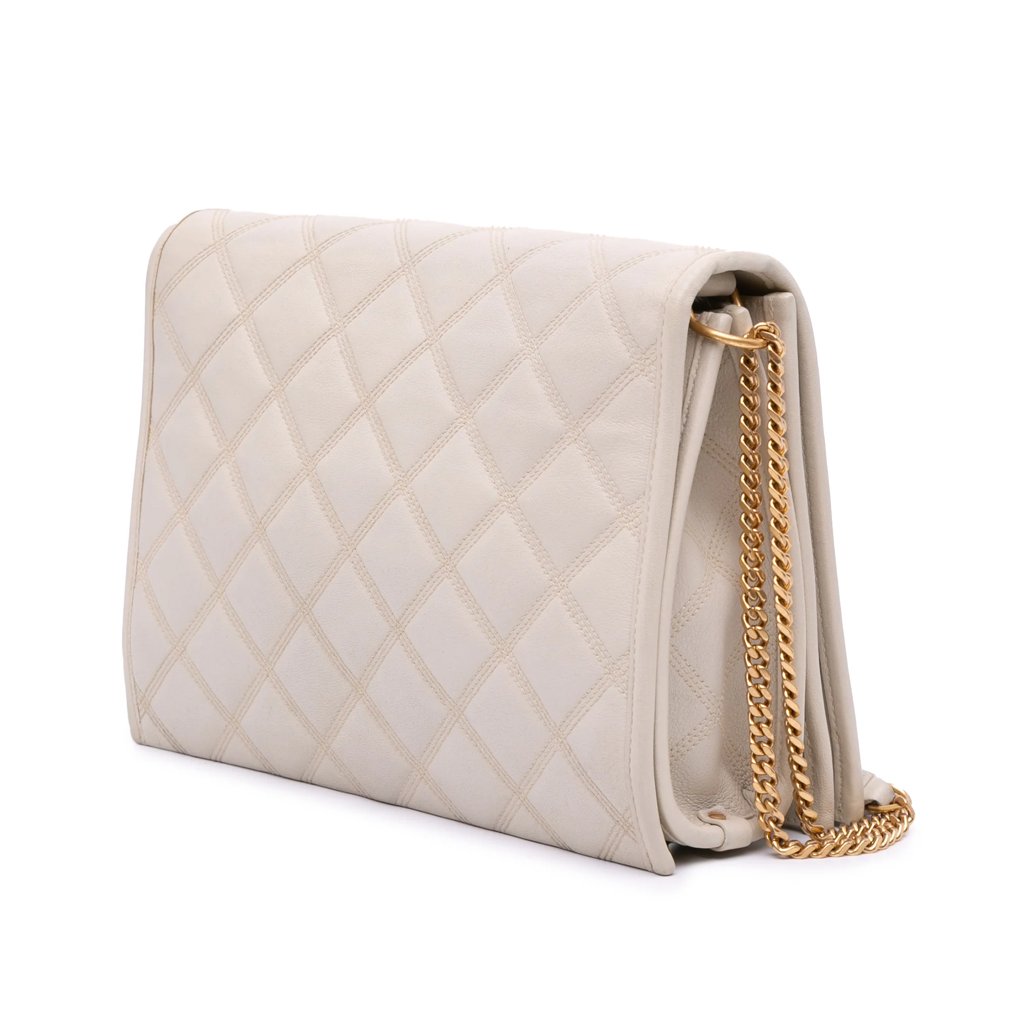 Saint Laurent | Pre-Owned Small Quilted Lambskin Becky Chain Shoulder Bag | White/Ivory - Image 5