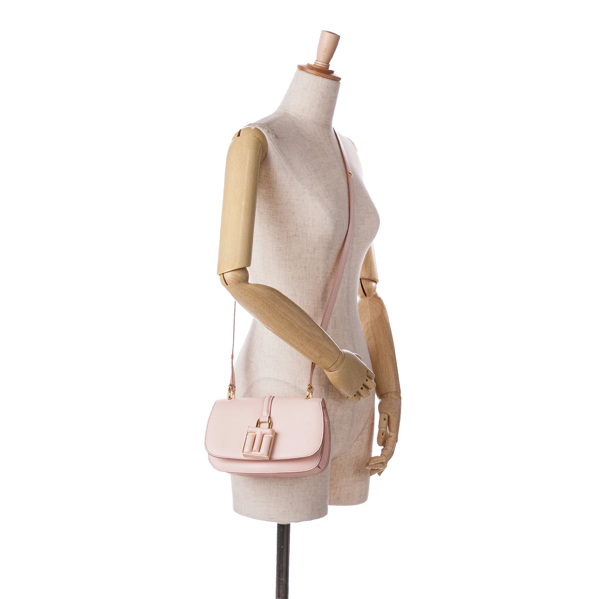 Tom Ford | Pre-Owned Calfskin Lock Crossbody | Pink/Light Pink - Image 10
