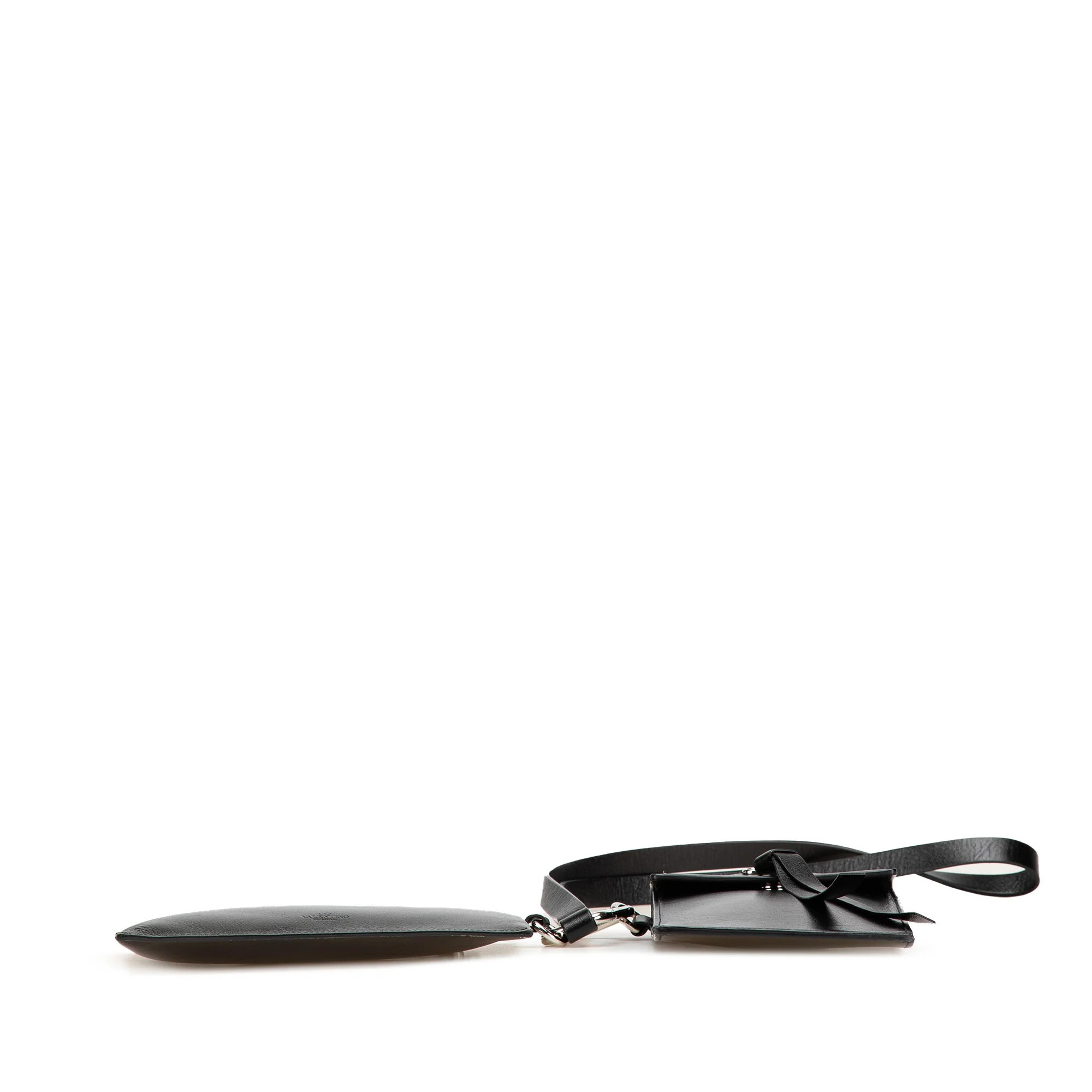 Valentino | Pre-Owned Leather VRing Neck Pouch | Black - Image 8