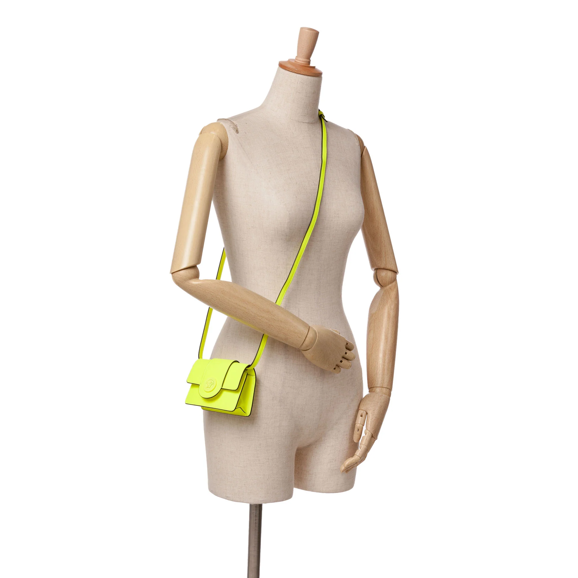 Versace | Pre-Owned Leather La Medusa Crossbody | Yellow/Neon Yellow - Image 10